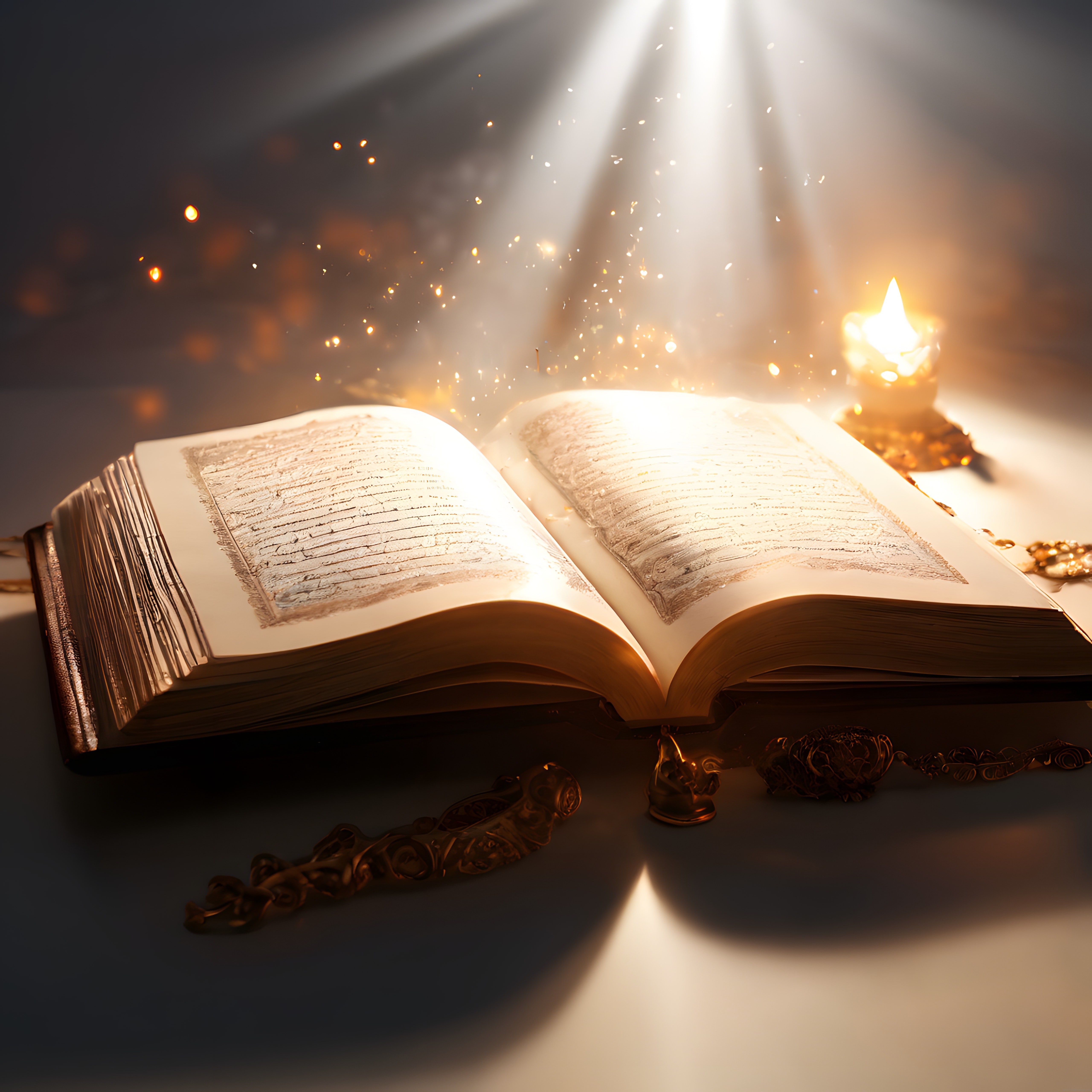 Karanlık Odada Işık Huzmeleriyle Parlayan Mistik Antik Kitap