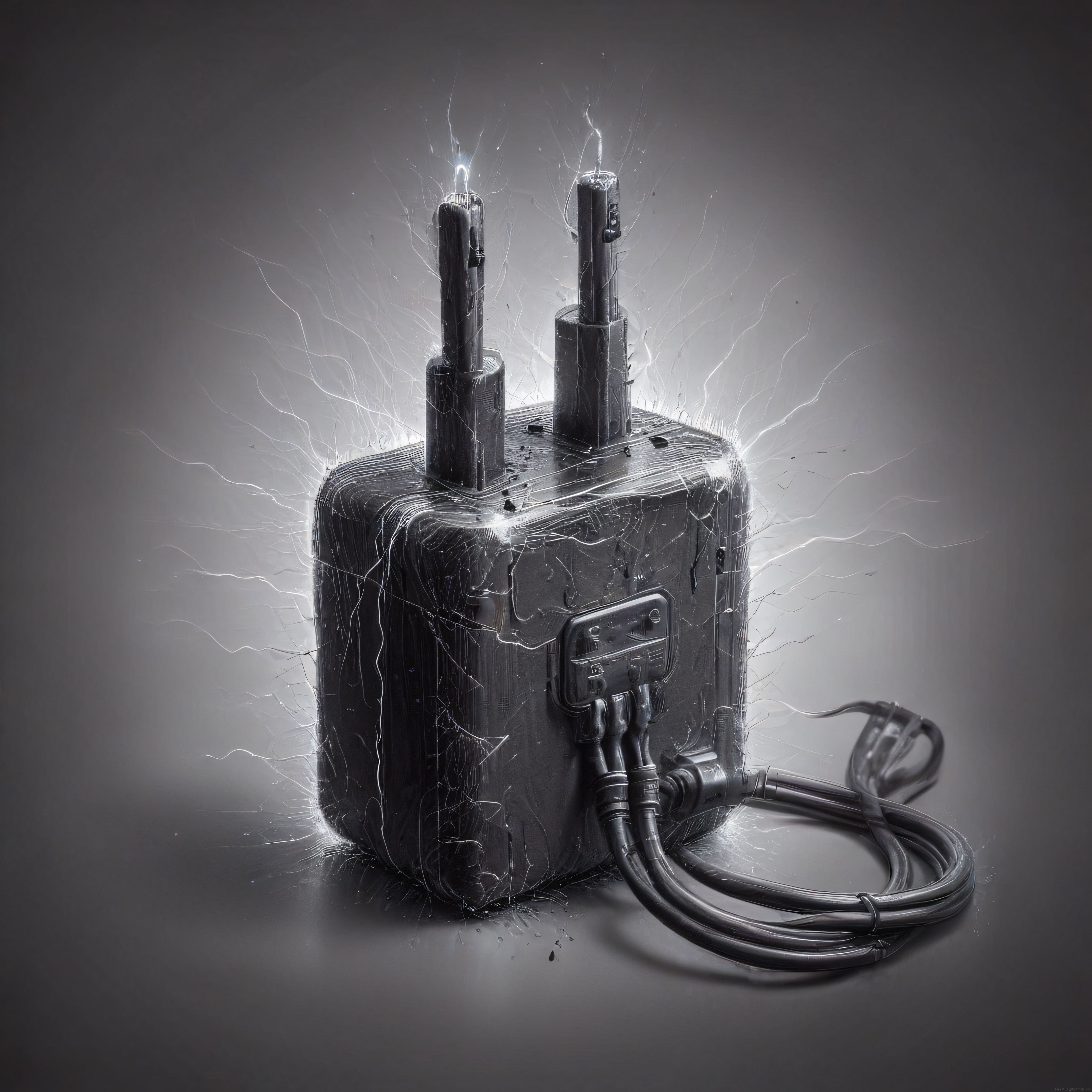 Karanlık Ortamda Elektrik Yayan Gizemli Metalik Endüstriyel Cihaz