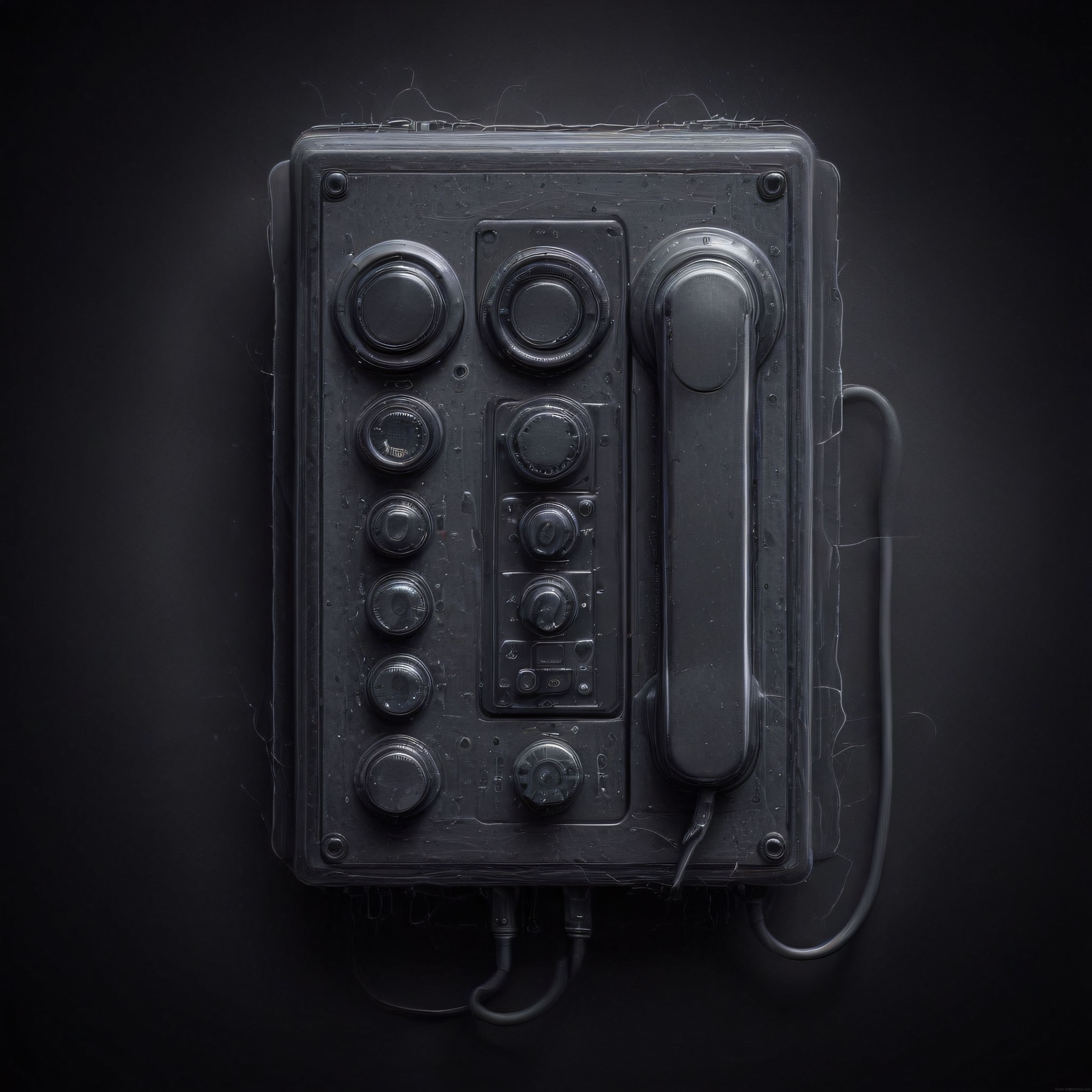 Karanlık ve Gizemli Atmosferde Vintage Endüstriyel Telefon ve Kontrol Paneli