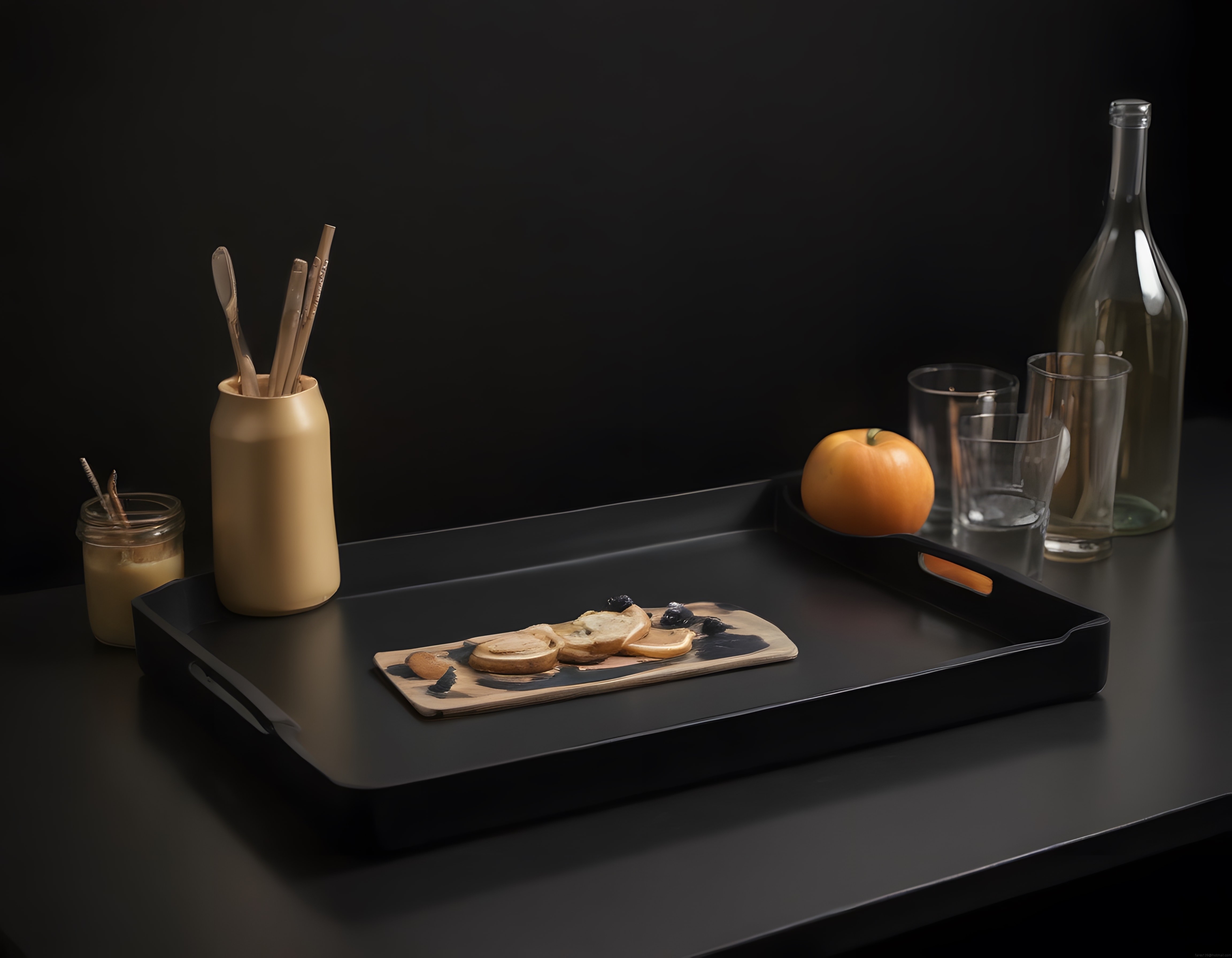 Karanlık ve Minimalist Dekorasyonla Şık Kahvaltı Sunumu ve Sofra Düzeni