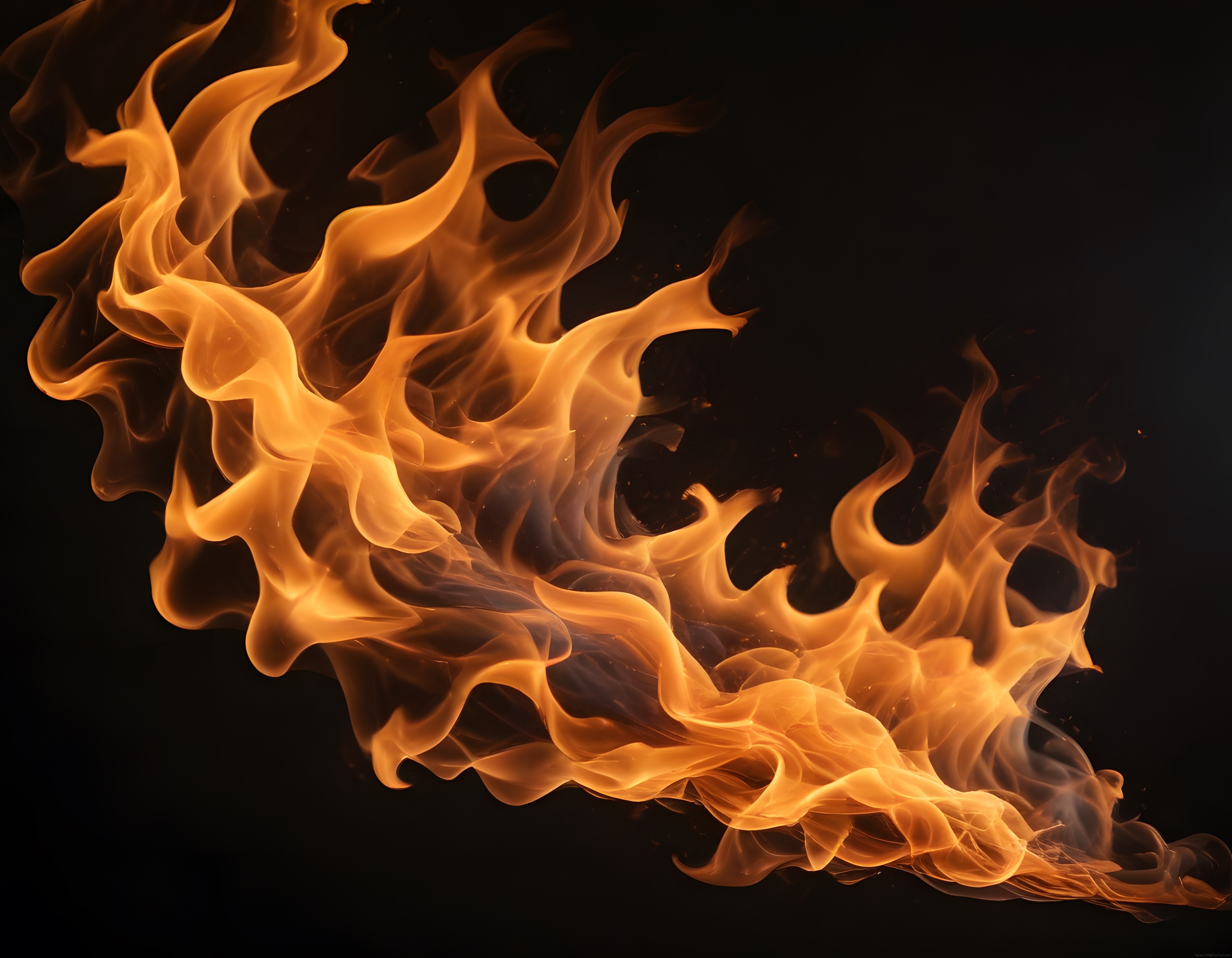 Karanlık Zemin Üzerinde Dans Eden Parlak Turuncu Alevler ve Duman
