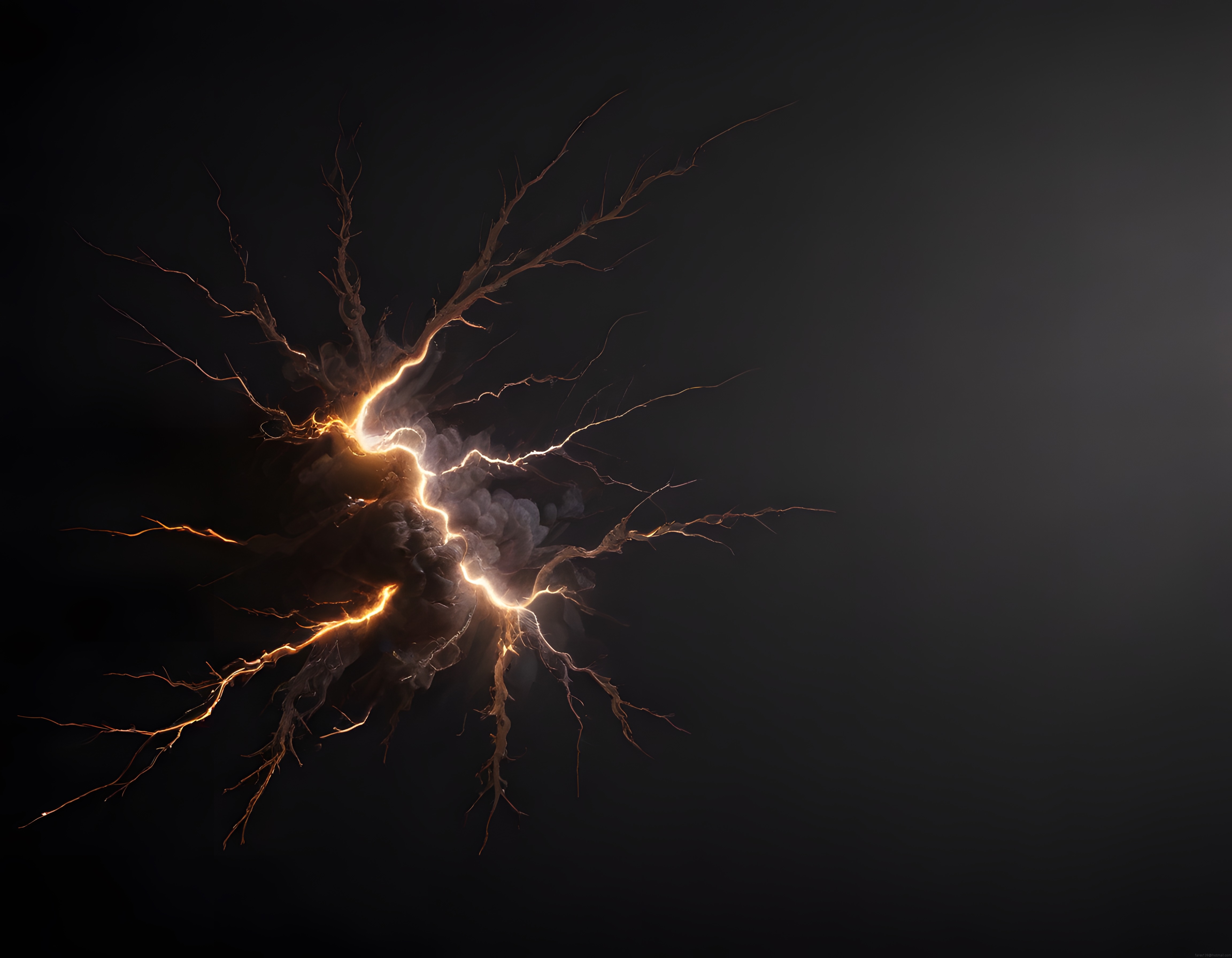 Karanlık Zeminde Parlayan Altın Elektrik Enerjisi ve Şimşek Etkisi