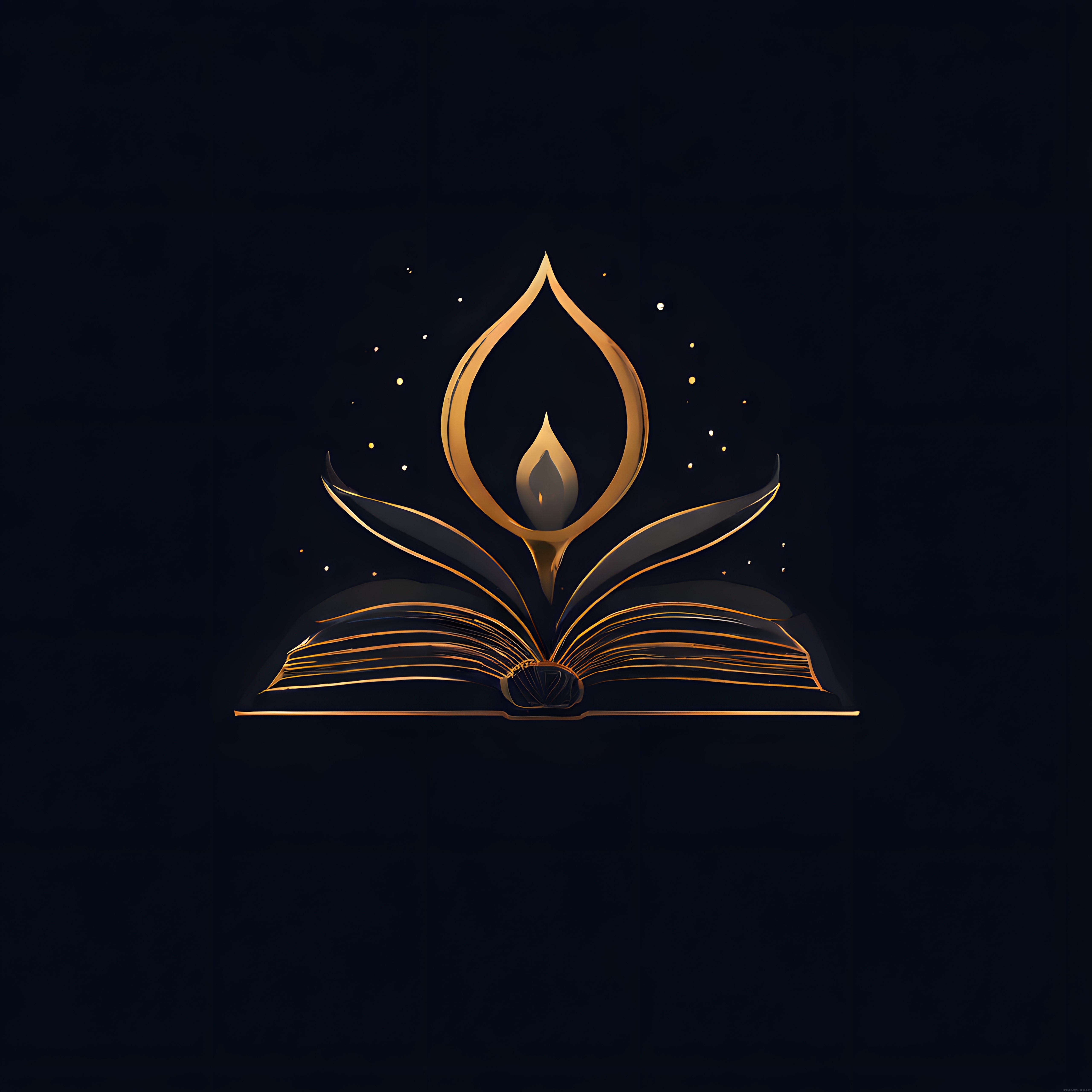 Karanlıkta Açık Kitaptan Yükselen Altın Lotus: Meditasyon ve Spiritüellik