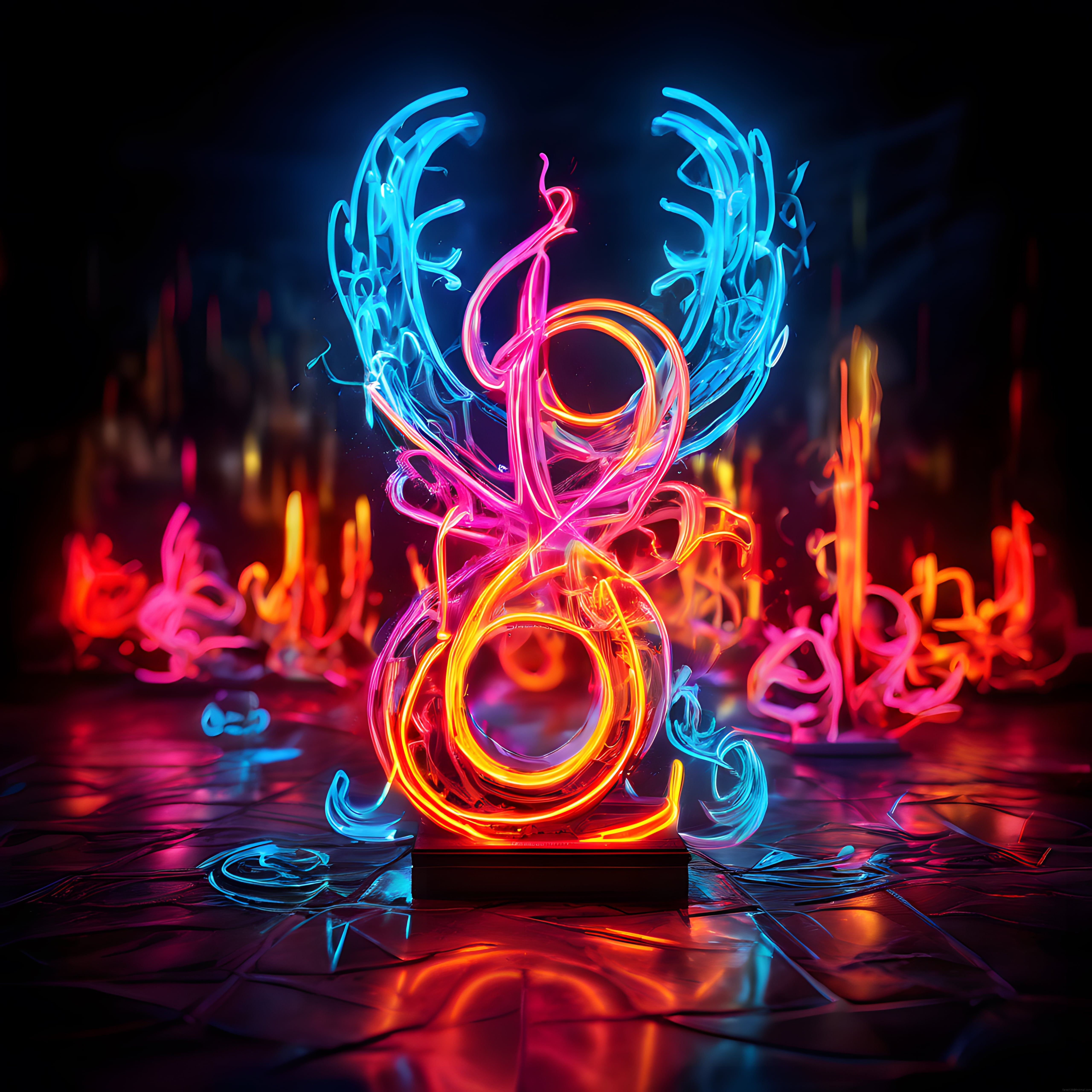 Karanlıkta Parıldayan Neon Sol Anahtar: Dijital Müzik Sanatı