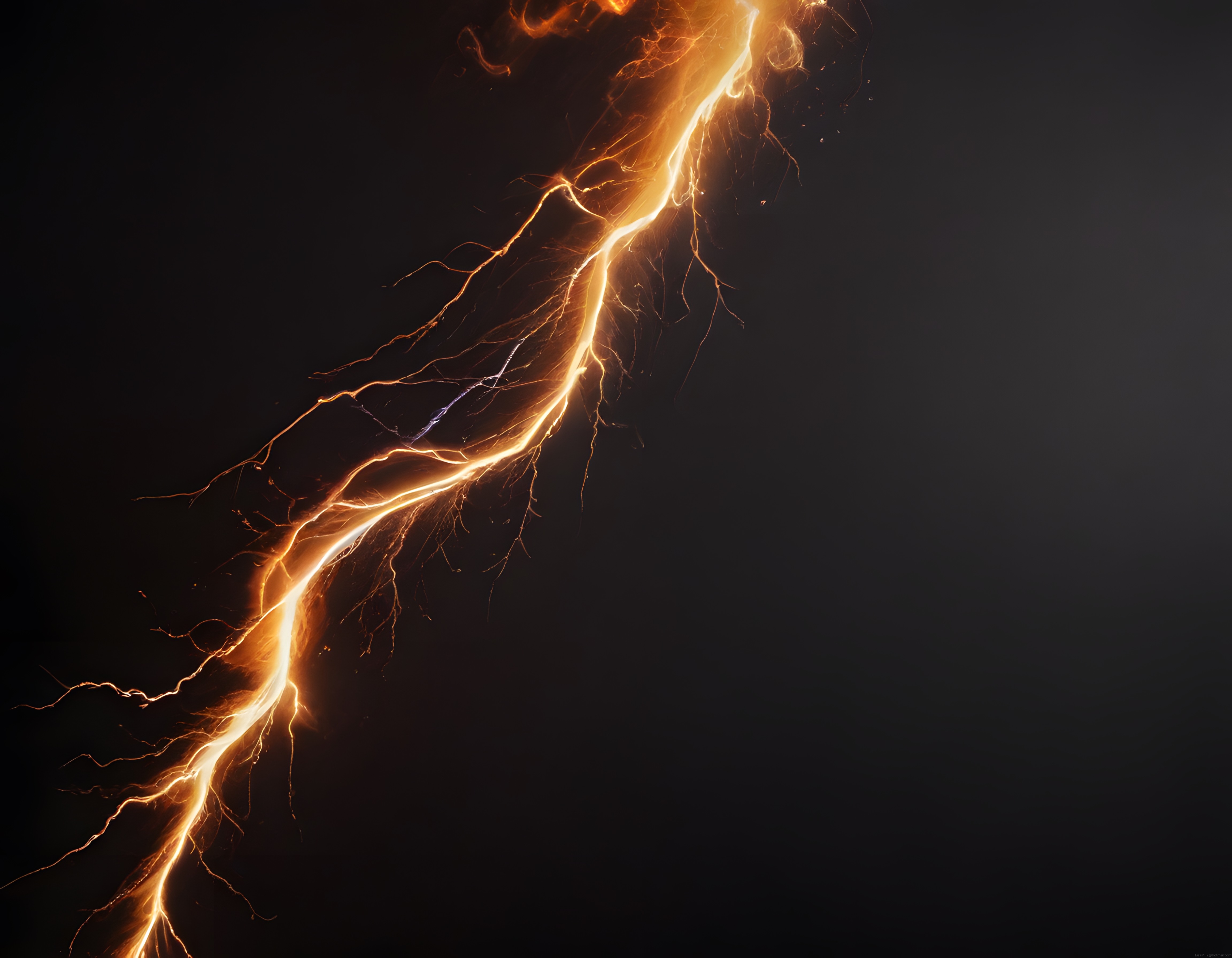 Karanlıkta Parıldayan Turuncu Yıldırım Enerji ve Işığın Dansı
