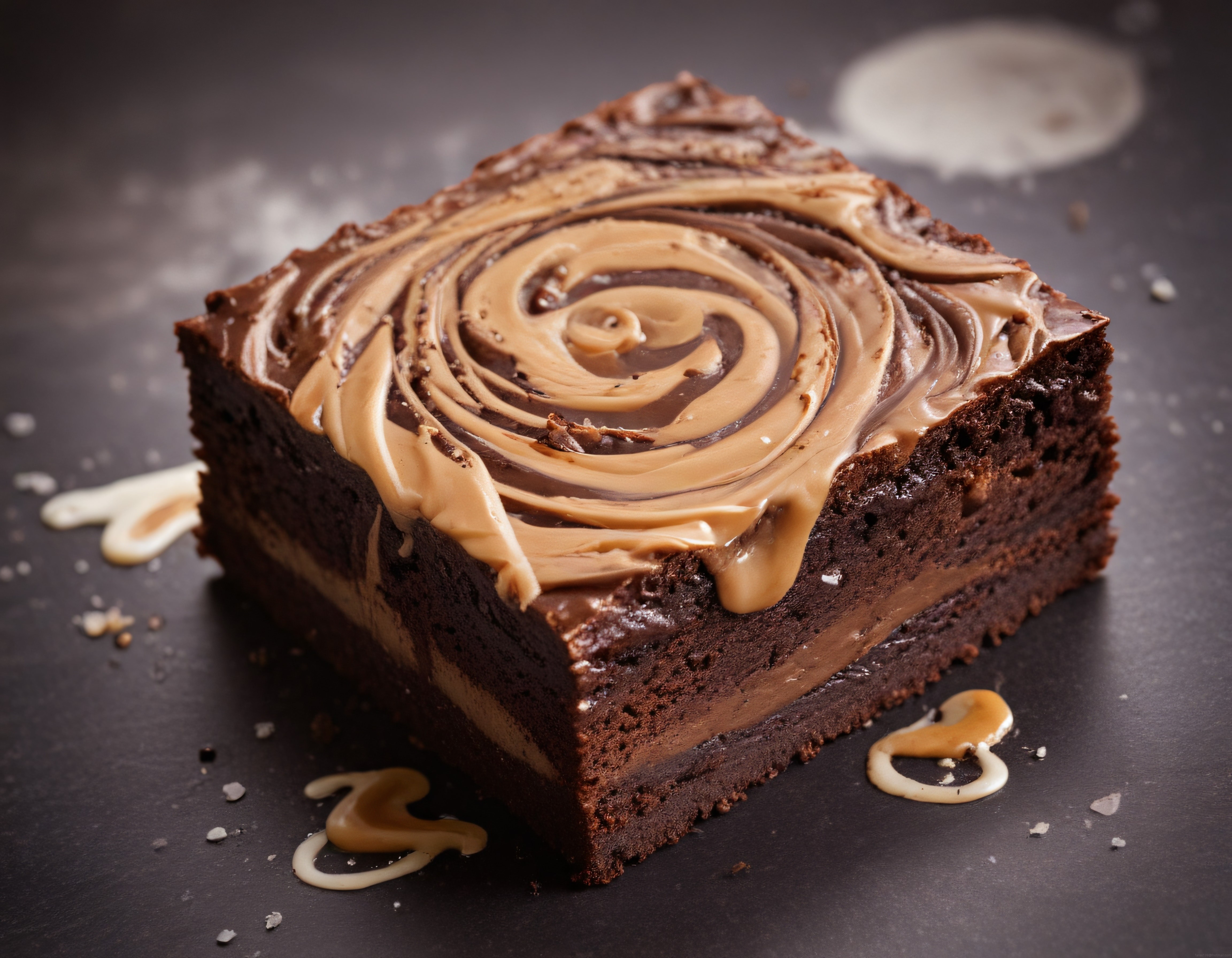 Kare Dilim Brownie: Çikolata Ganaj ve Fıstık Ezmesi Spiral Desen