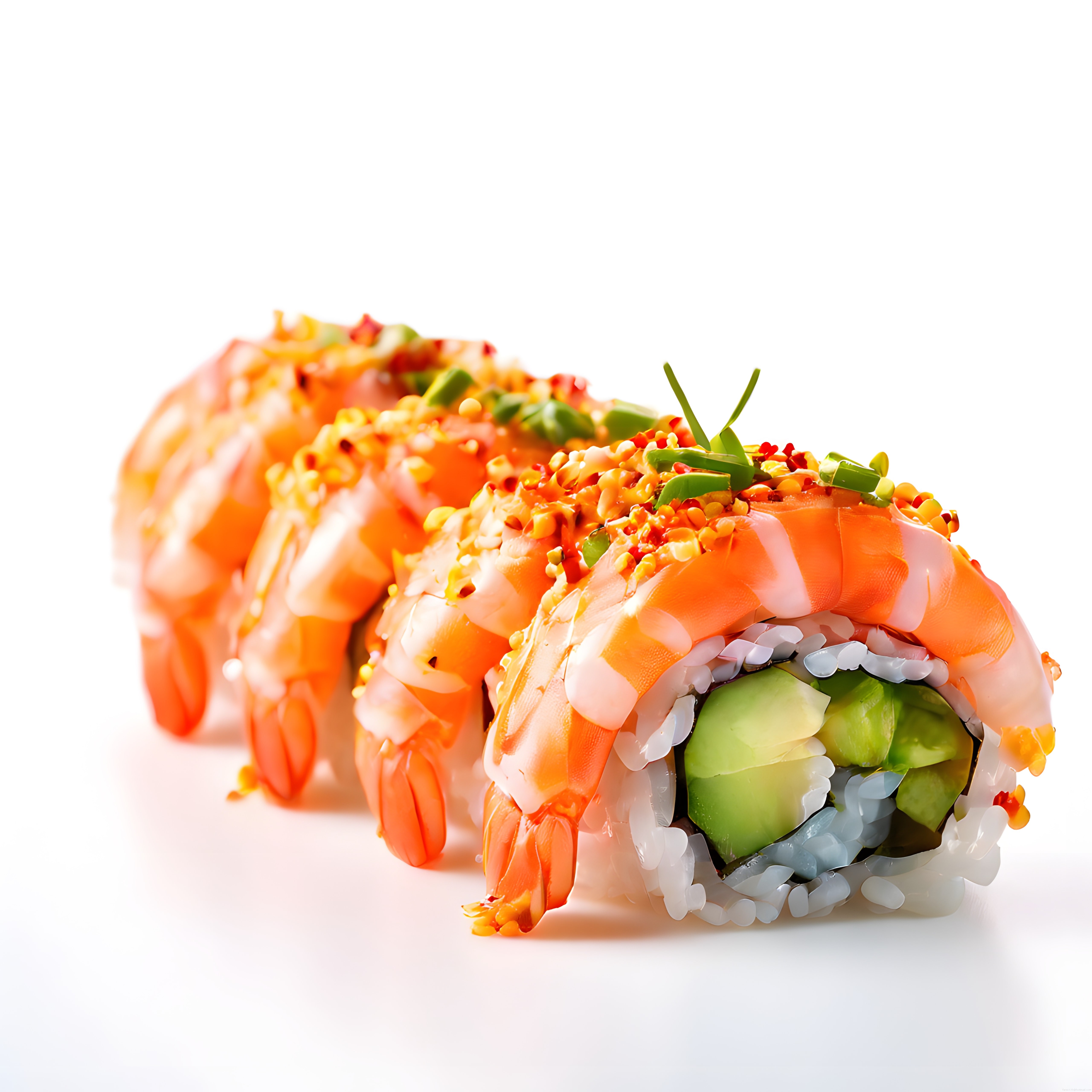 Karides ve Somonlu Sushi Roll: Taze Avokadolu Japon Mutfağı Lezzeti