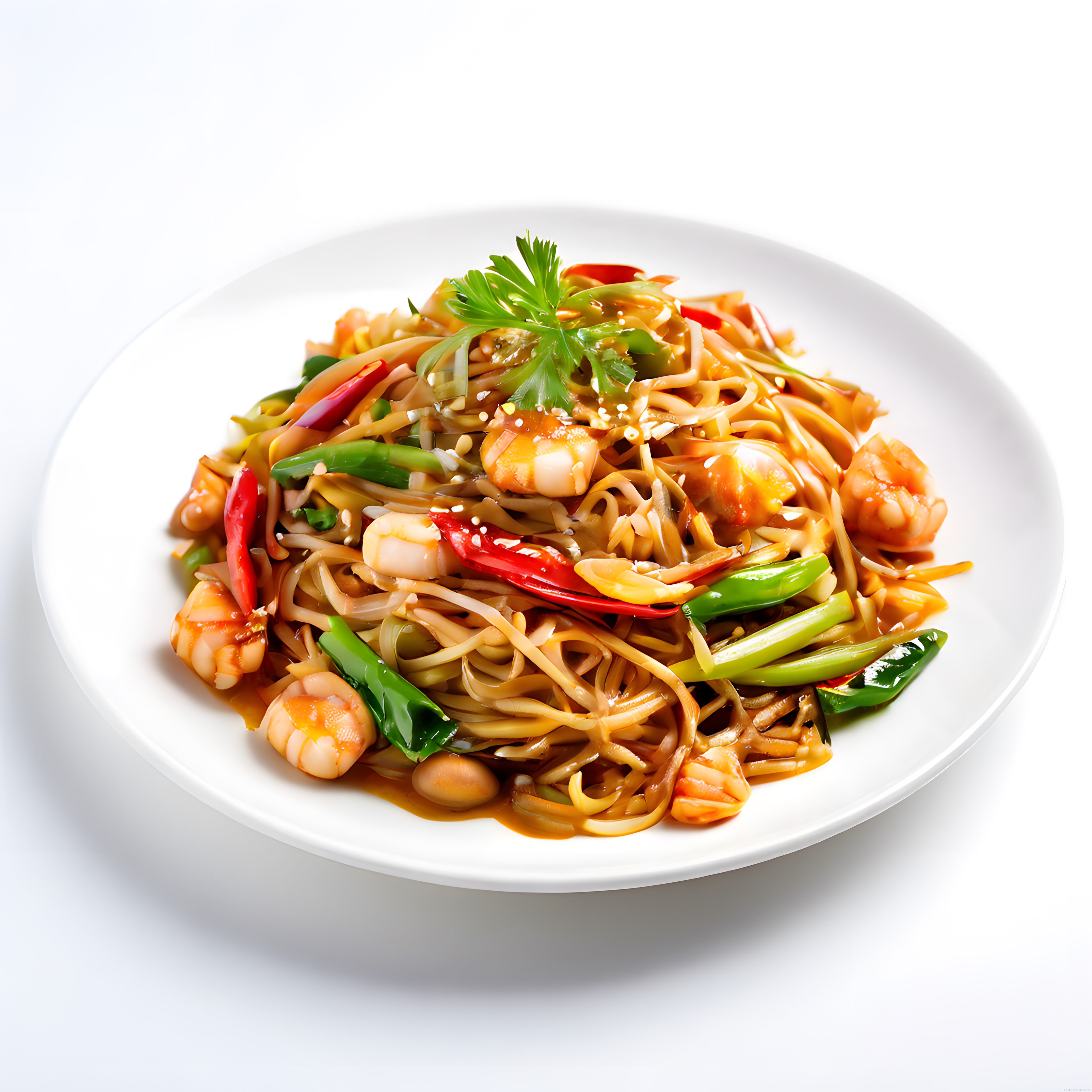 Karidesli Noodle Makarna: Asya Usulü Wok Sebzeli Erişte Tabağı