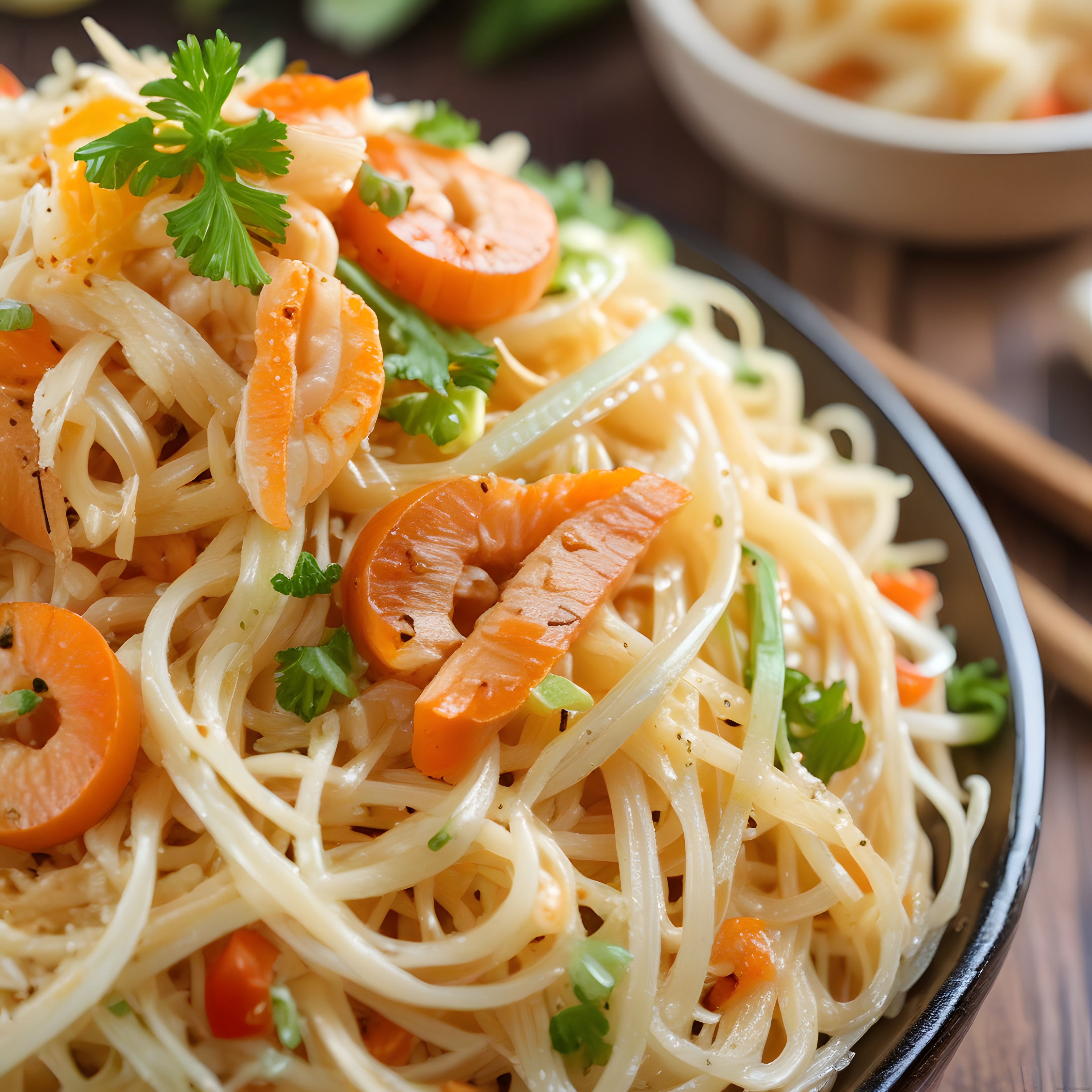 Karidesli Noodle Tarifi: Taze Sebzeli Asya Usulü Makarna Sunumu