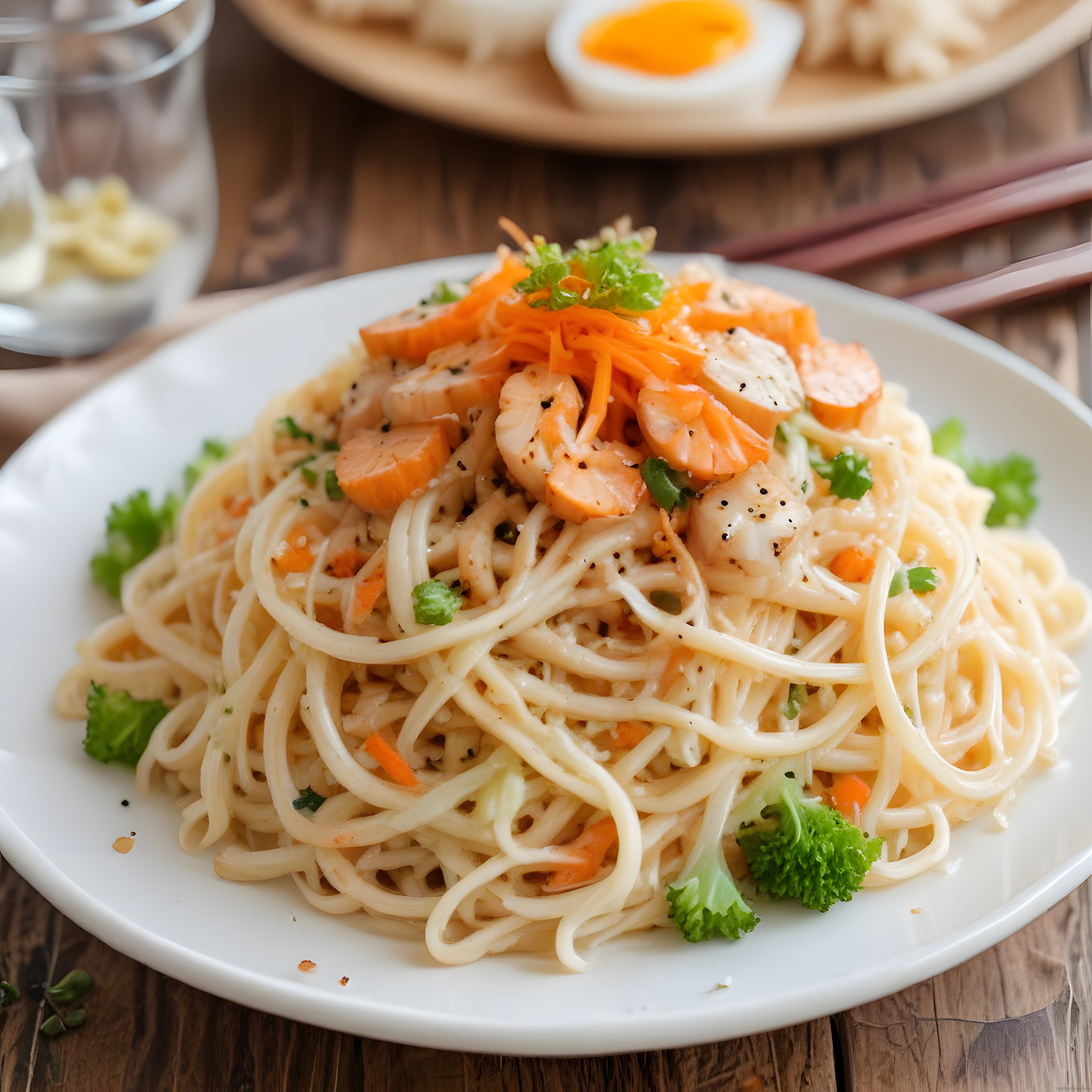 Karidesli ve Sosisli Kremalı Spagetti Tabağı: Asya Esintili Ev Yapımı Tarif
