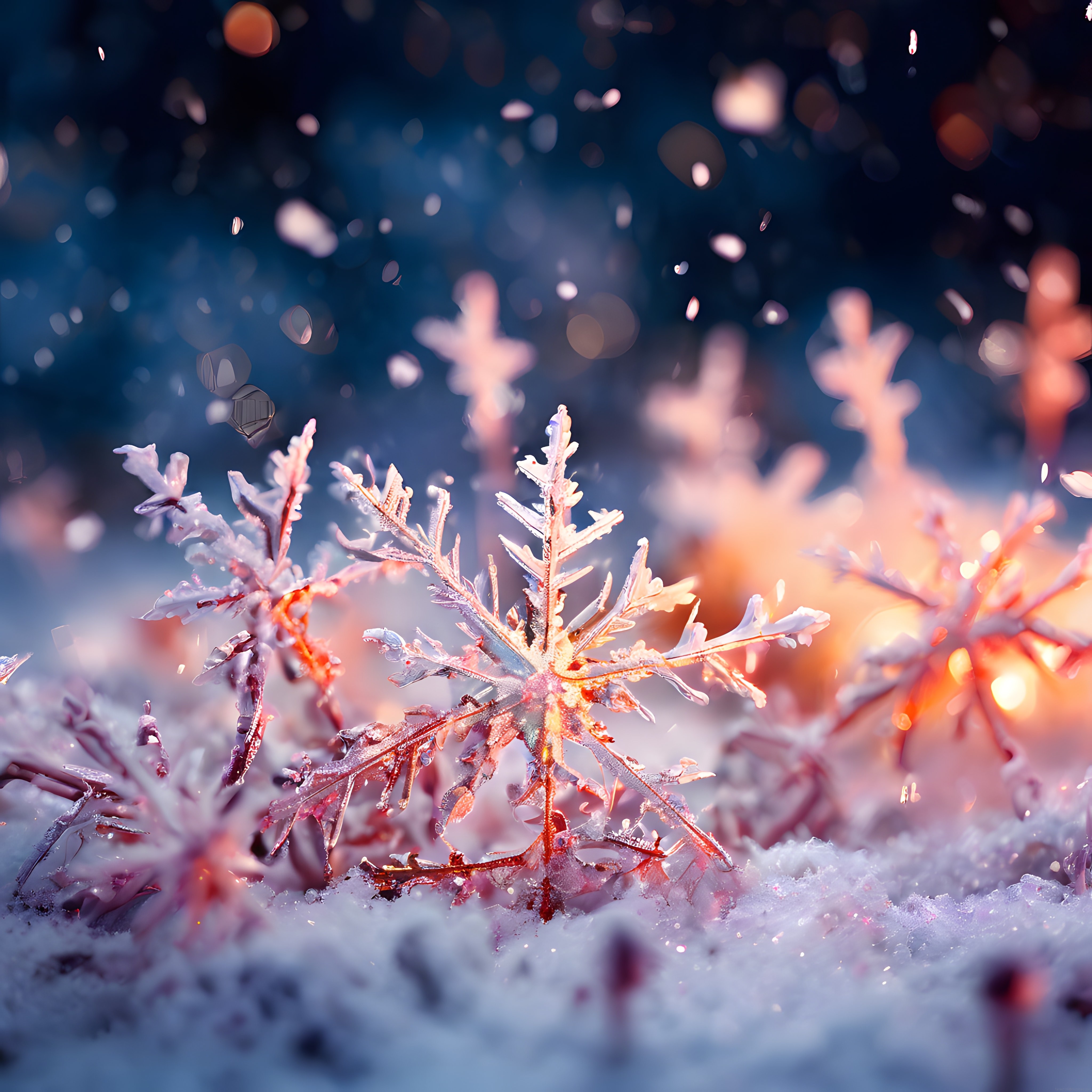Karın Üzerinde Dans Eden Işıltılı Buz Kristalleri ve Kışın Büyüleyici Atmosferi