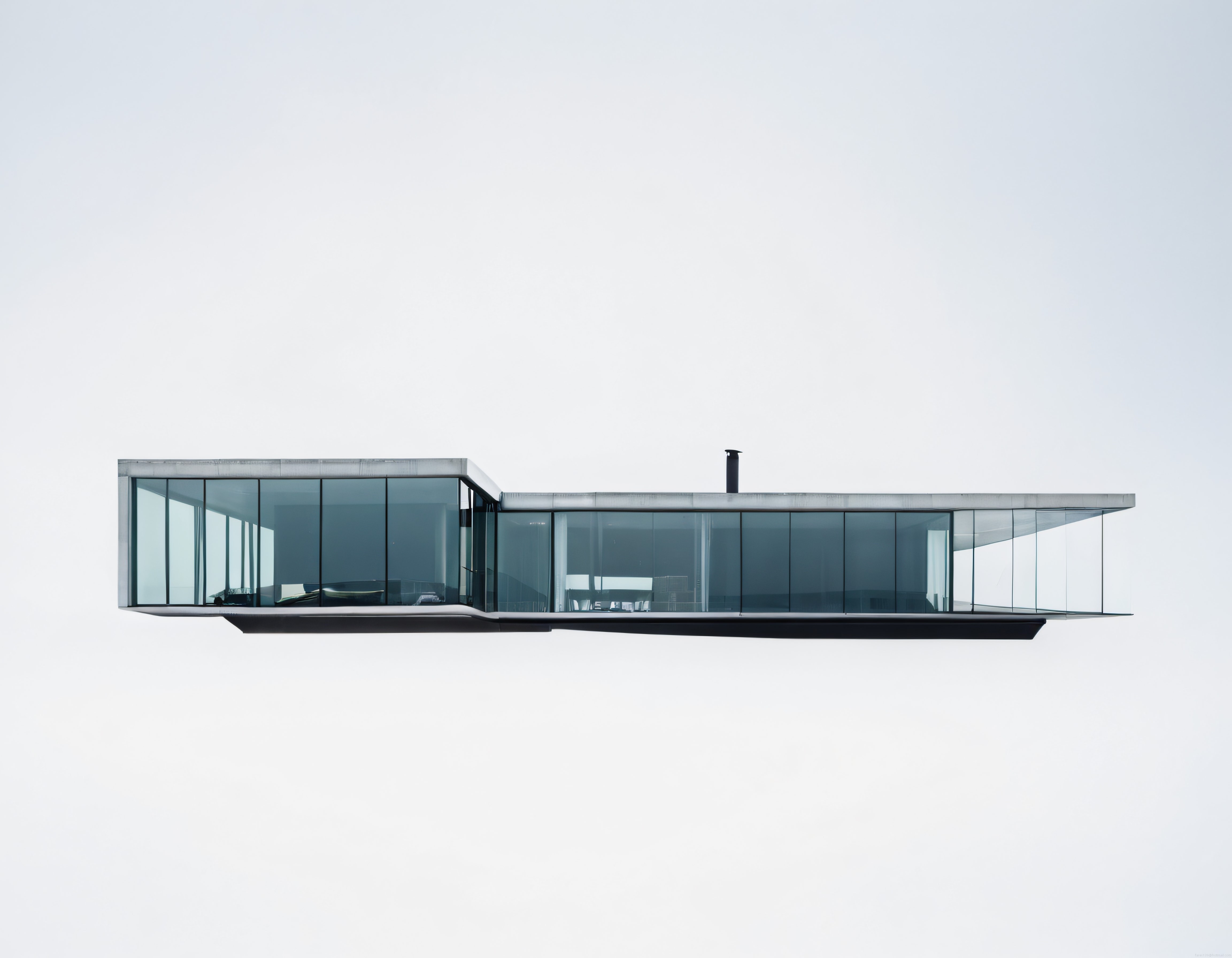 Karlı Arazide Camdan Uzanan Minimalist Modern Villa ve Sonsuz Beyazlık