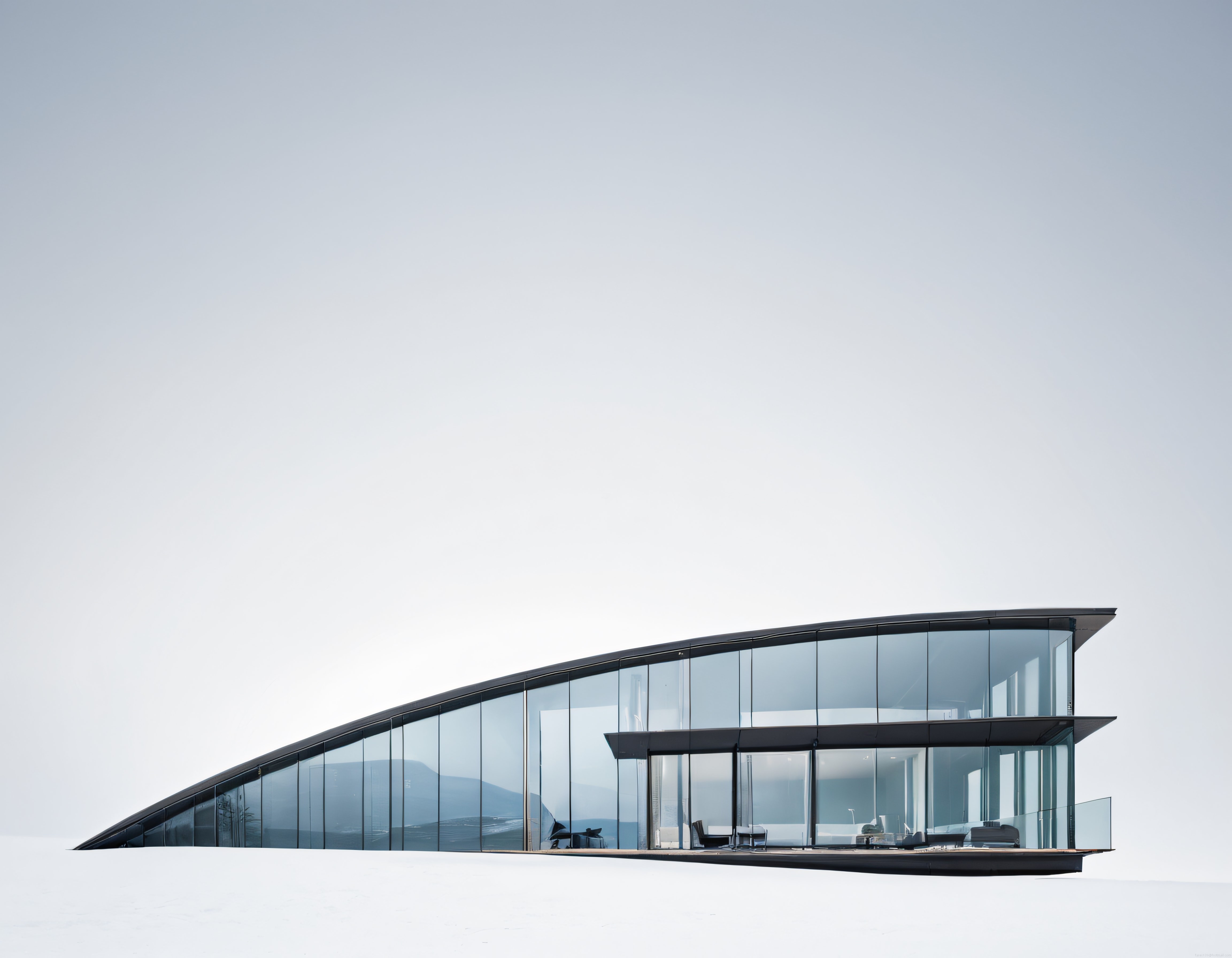 Karlı Arazide Modern Cam Villa: Minimalist Çağdaş Mimarinin Estetiği