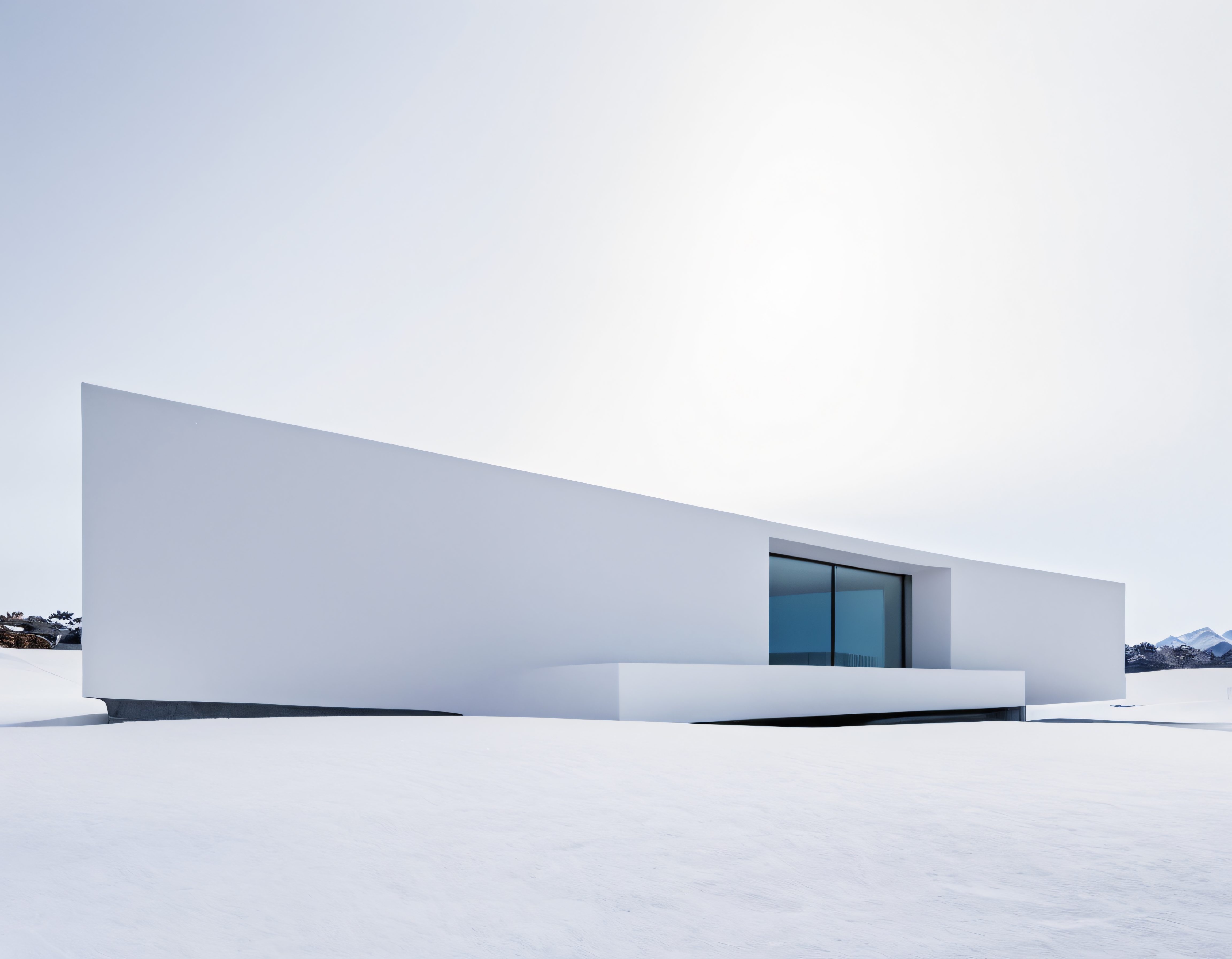 Karlı Arazide Sade Çizgileriyle Göz Kamaştıran Modern Minimalist Villa