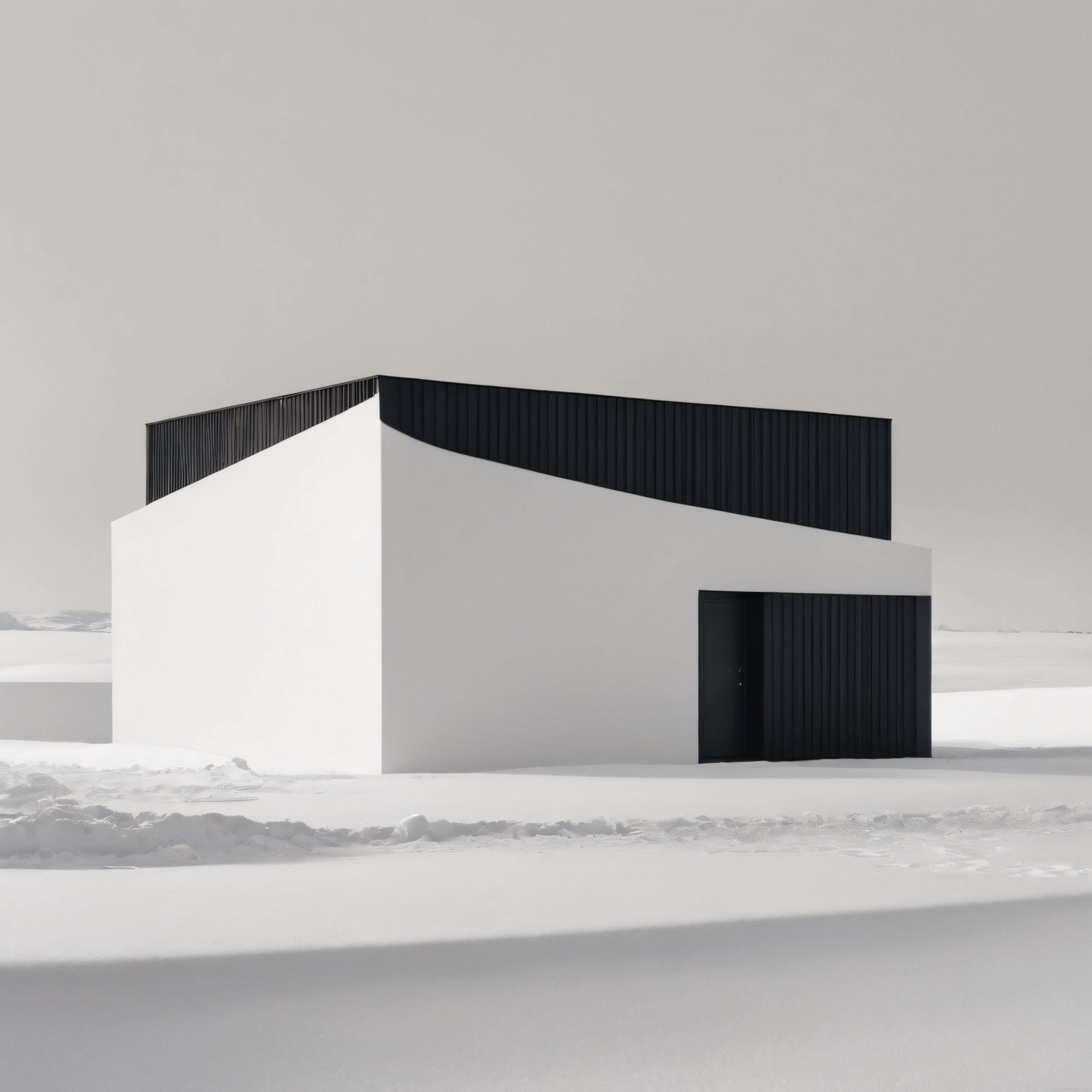 Karlı Arazinin Üzerinde Yükselen Minimalist ve Modern Bir Mimari Yapı