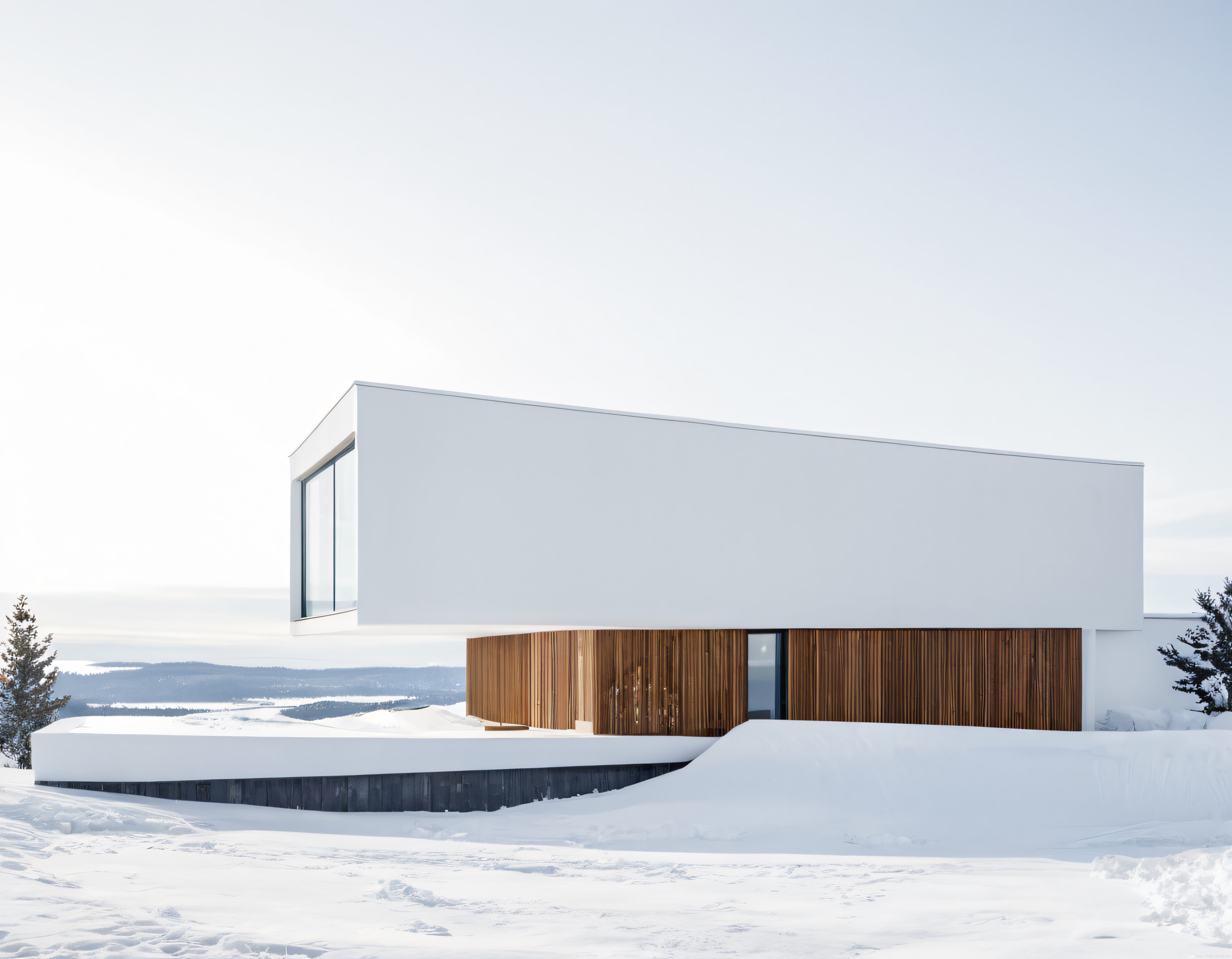 Karlı Dağ Eteklerinde Gömülü Minimalist Çağdaş Villa Tasarımı Karlı Dağ Eteklerinde Gömülü Minimalist Çağdaş Villa Tasarımı