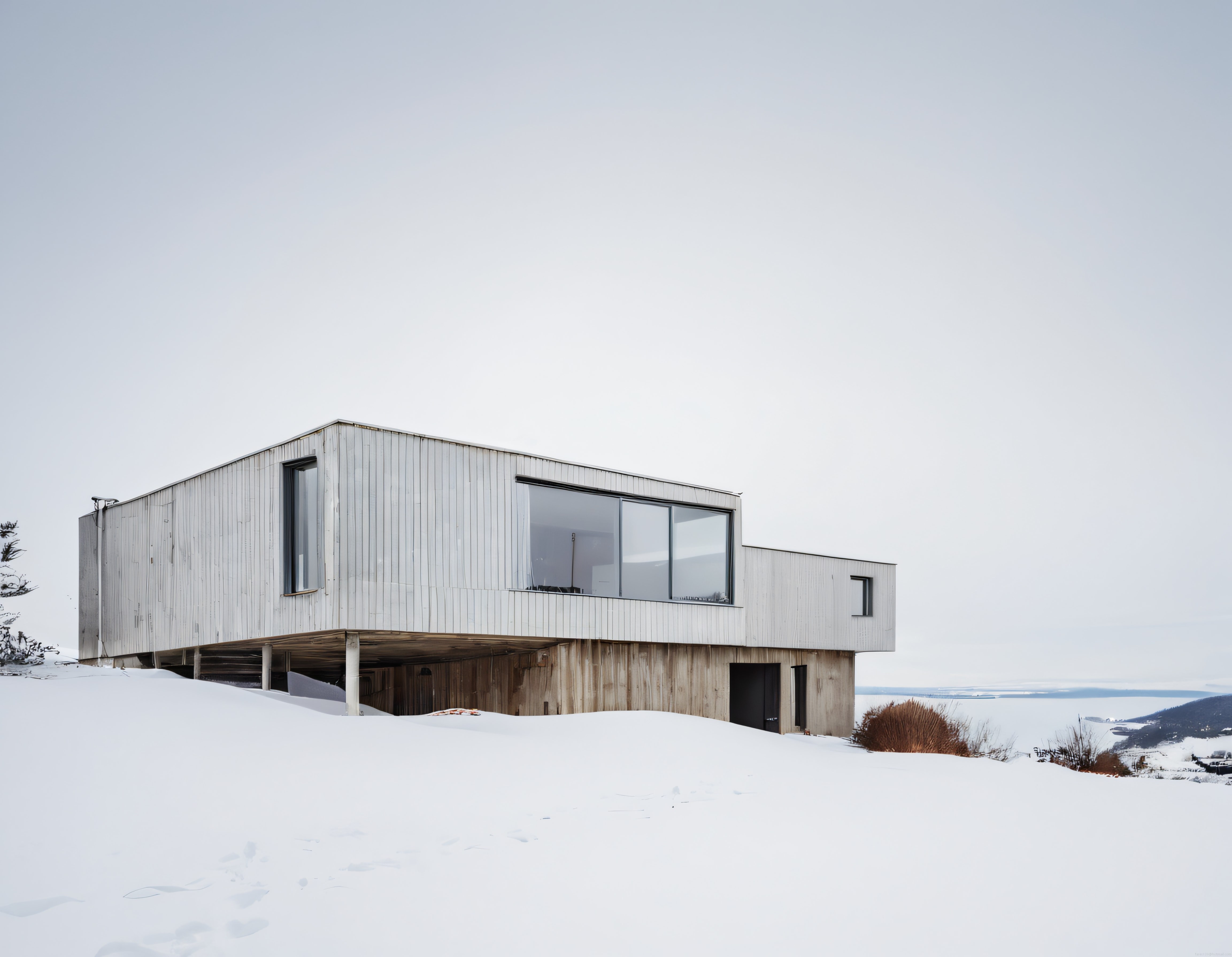 Karlı Dağlarda Minimalist Ahşap Ev: Modern Mimarinin Doğayla Uyumu