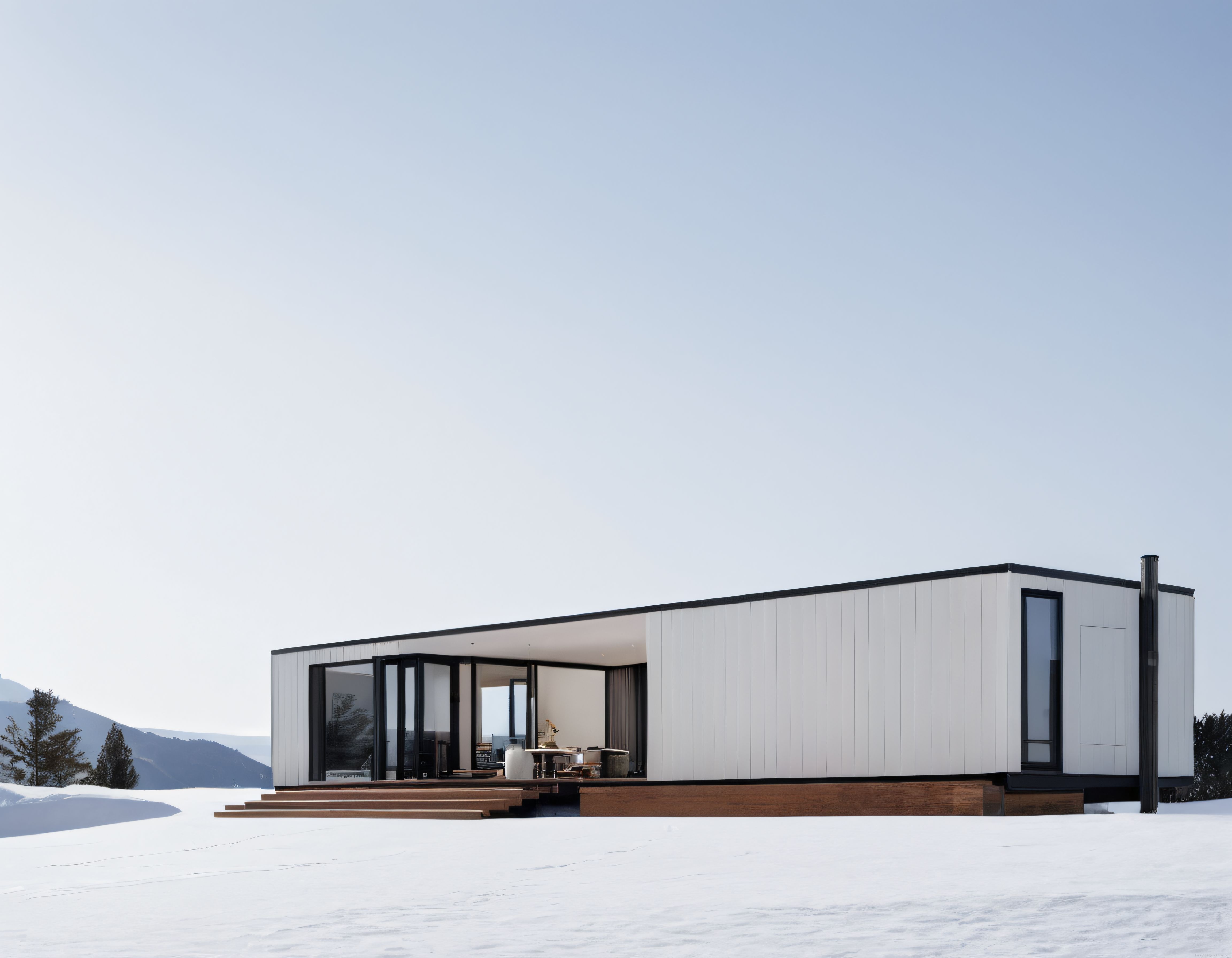 Karlı Dağlarda Minimalist Prefabrik Ev ve Modern Konteyner Mimarisi