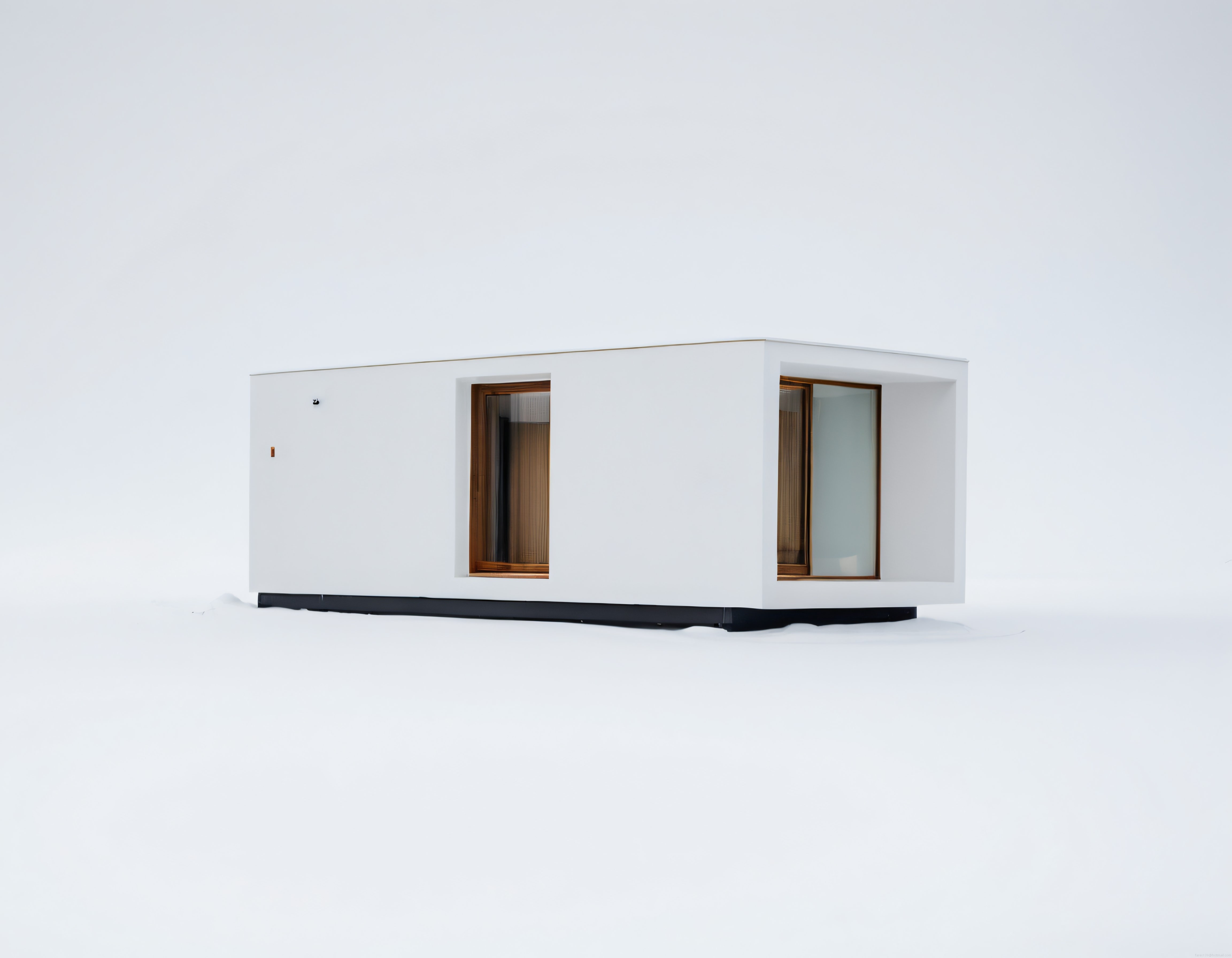 Karlı Manzarada Sıcak Ahşap Detaylarıyla Modern Minimalist Prefabrik Ev