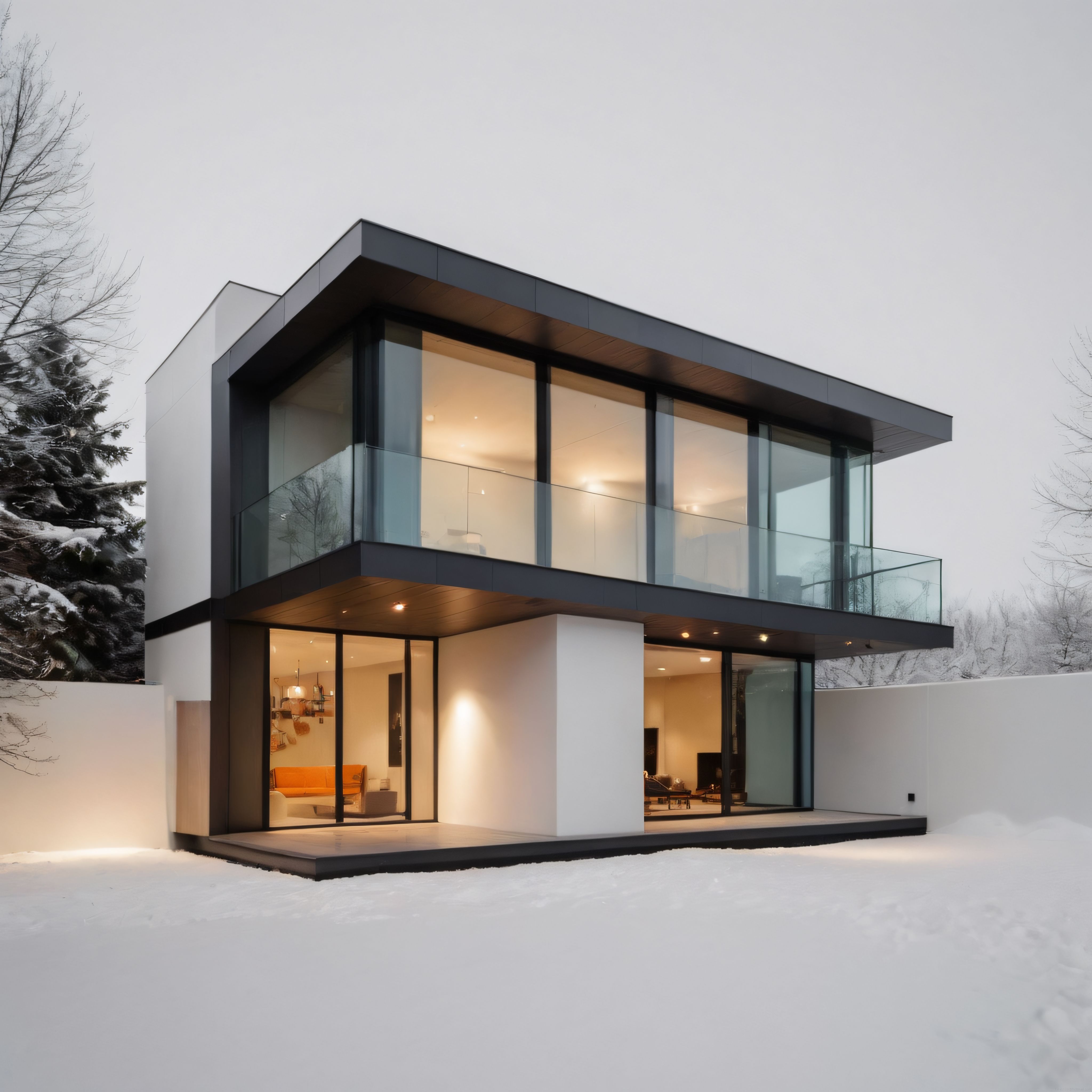 Karlı Ormanda Cam ve Betonun Eşsiz Dansı: Modern Minimalist Villa Tasarımı