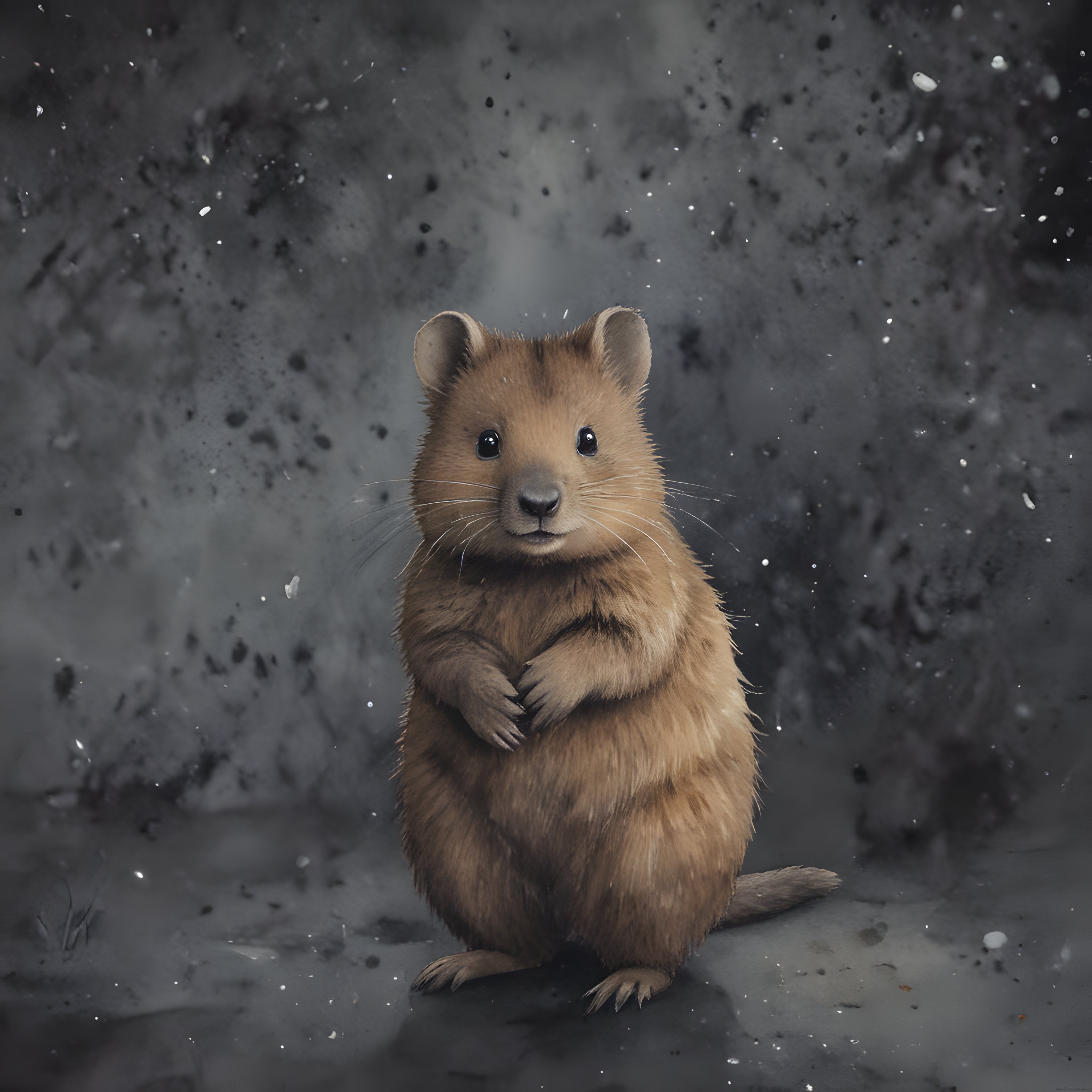 Karlı Ormanda Yalnız Duran Sevimli Quokka: Kışın Masalsı Anı