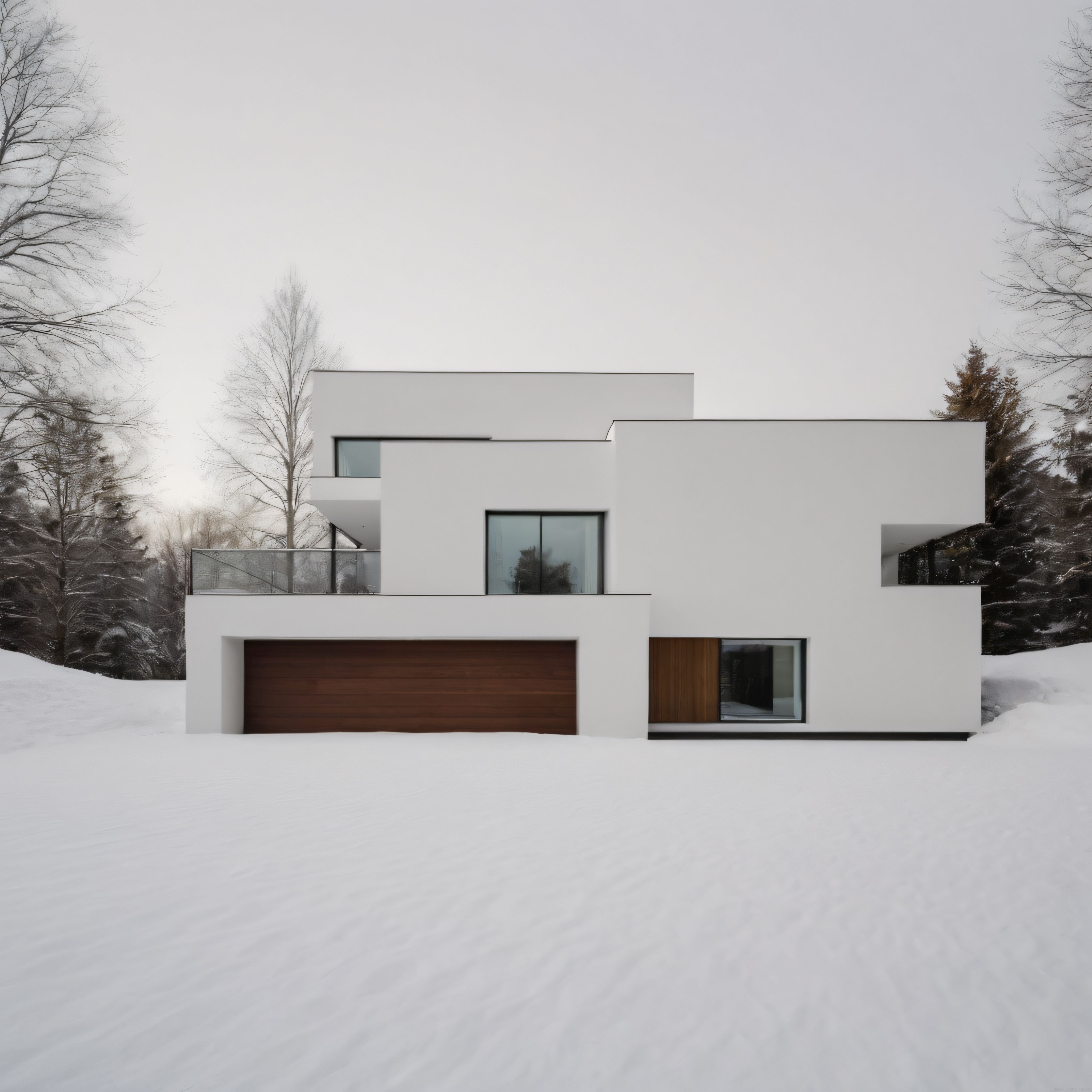 Karlı Ormanın İçinde Gömülü Modern Minimalist Villa Tasarımı Karlı Ormanın İçinde Gömülü Modern Minimalist Villa Tasarımı