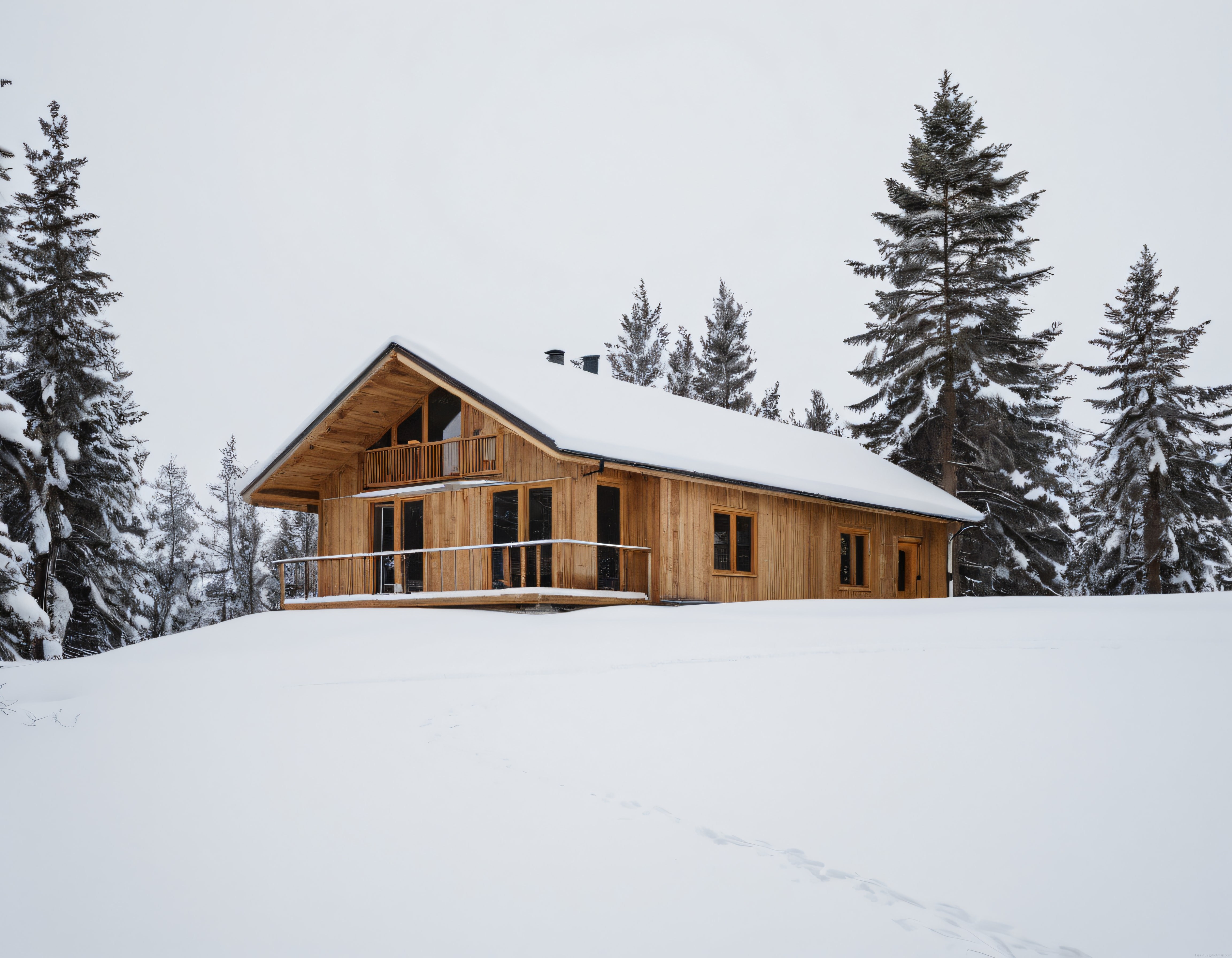 Karlı Ormanın İçinde Sessizliğiyle Büyüleyen Modern Ahşap Dağ Evi