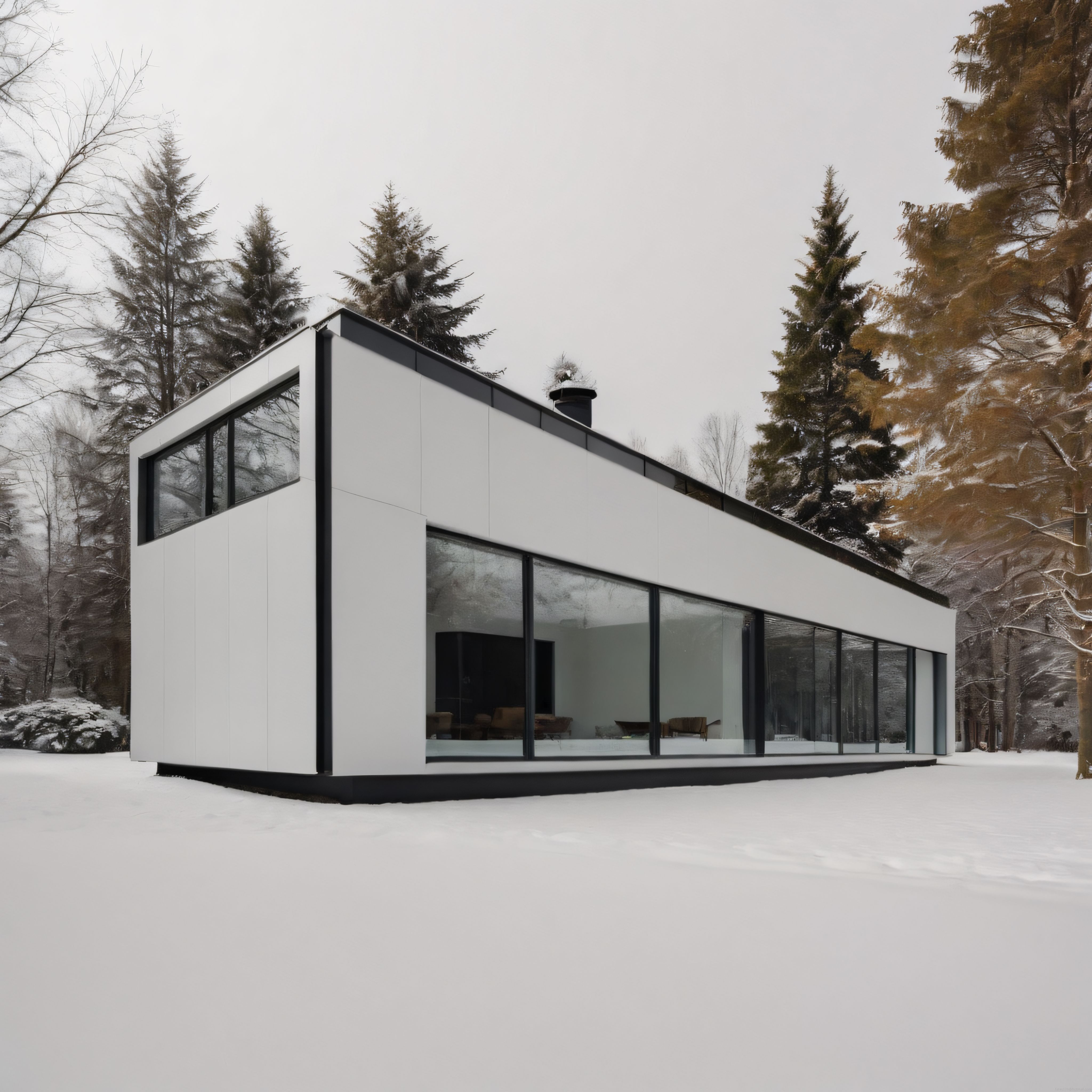 Karlı Ormanın İçinde Sıradışı Modern Mimari: Minimalist Beyaz Bir Yaşam Alanı