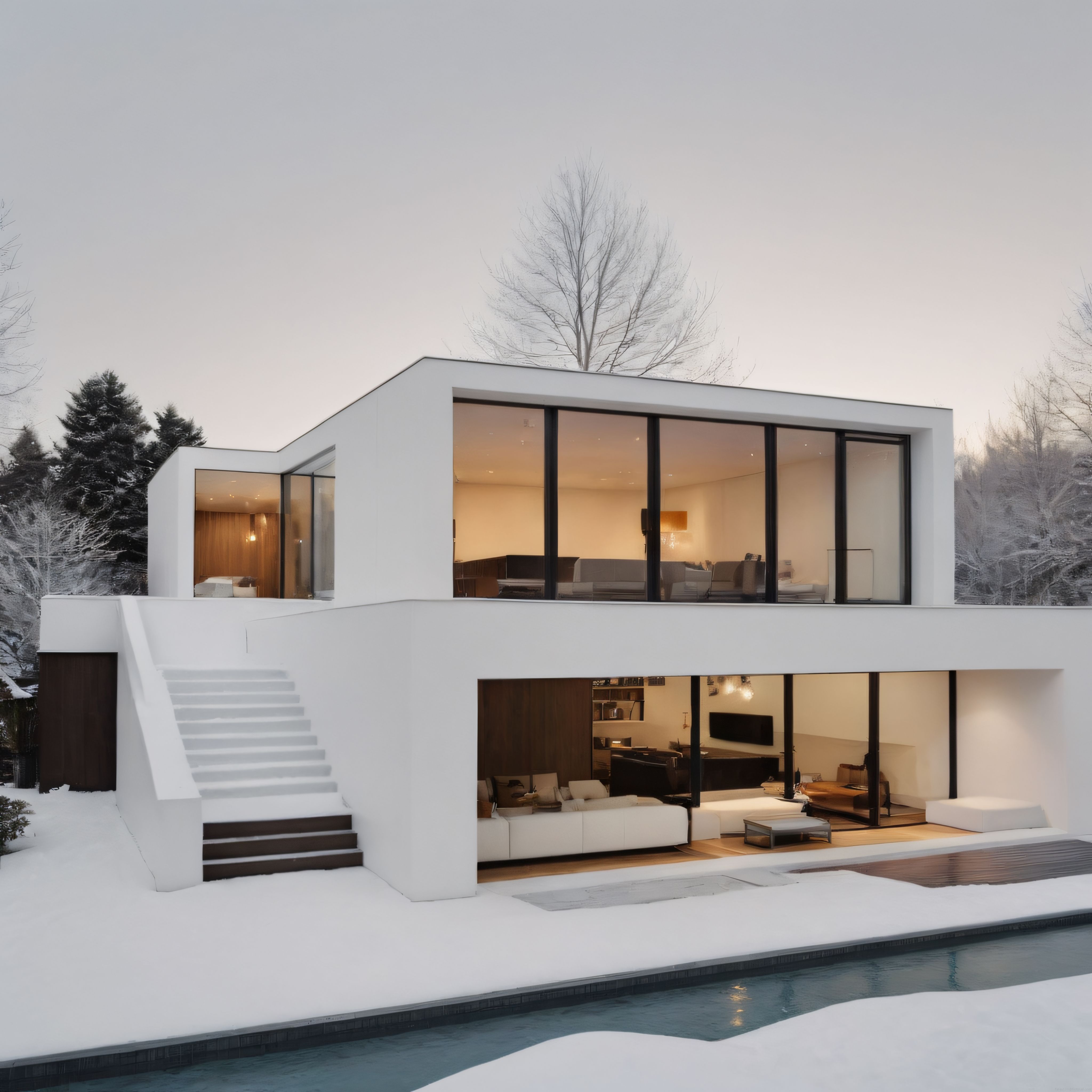 Karlı Ormanın İçindeki Modern Mimari Harikası: Cam Duvarlı Lüks Villa