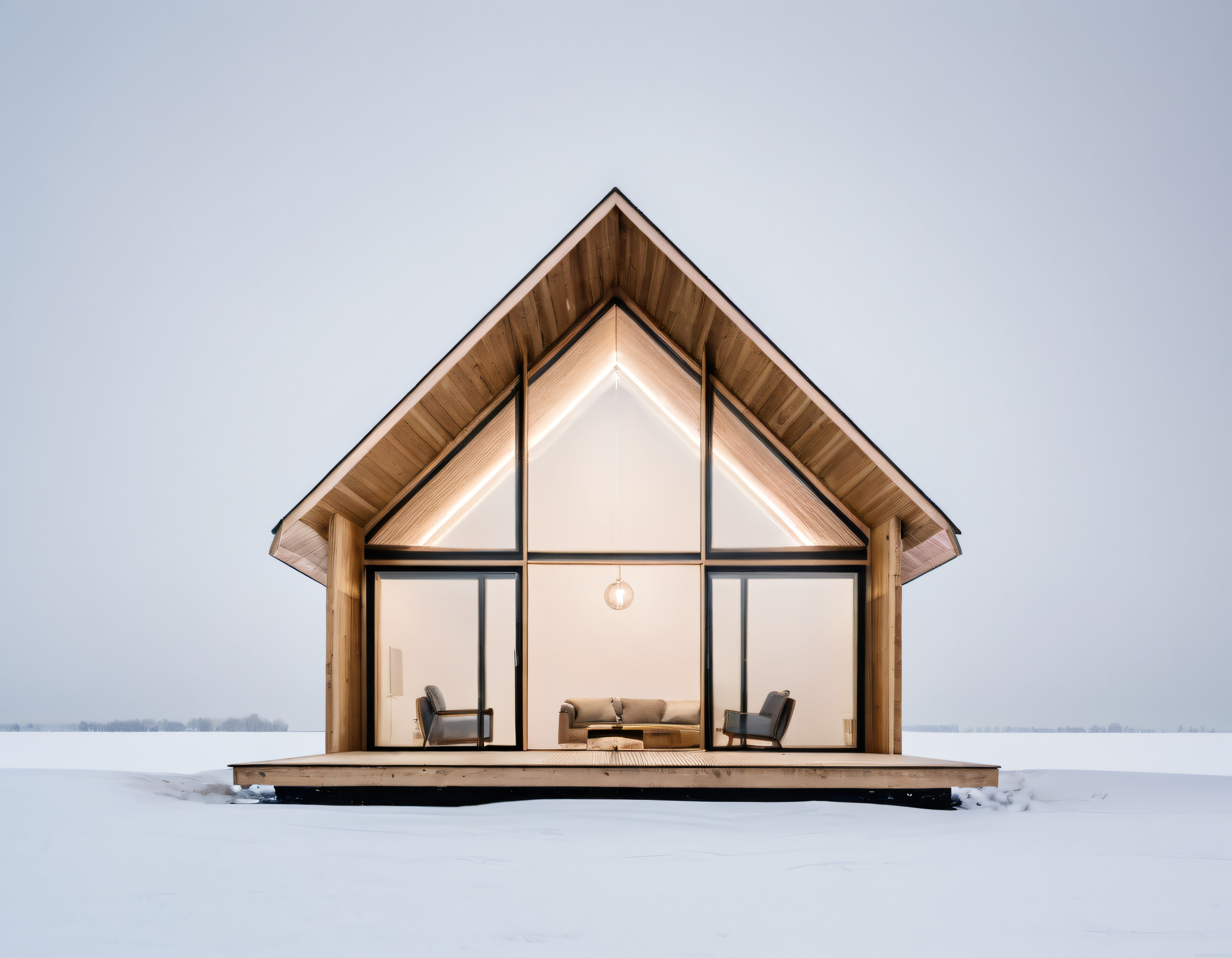 Karlı Vadi İzolasyonunda Cam ve Ahşapla Harmanlanmış Minimalist Dağ Evi