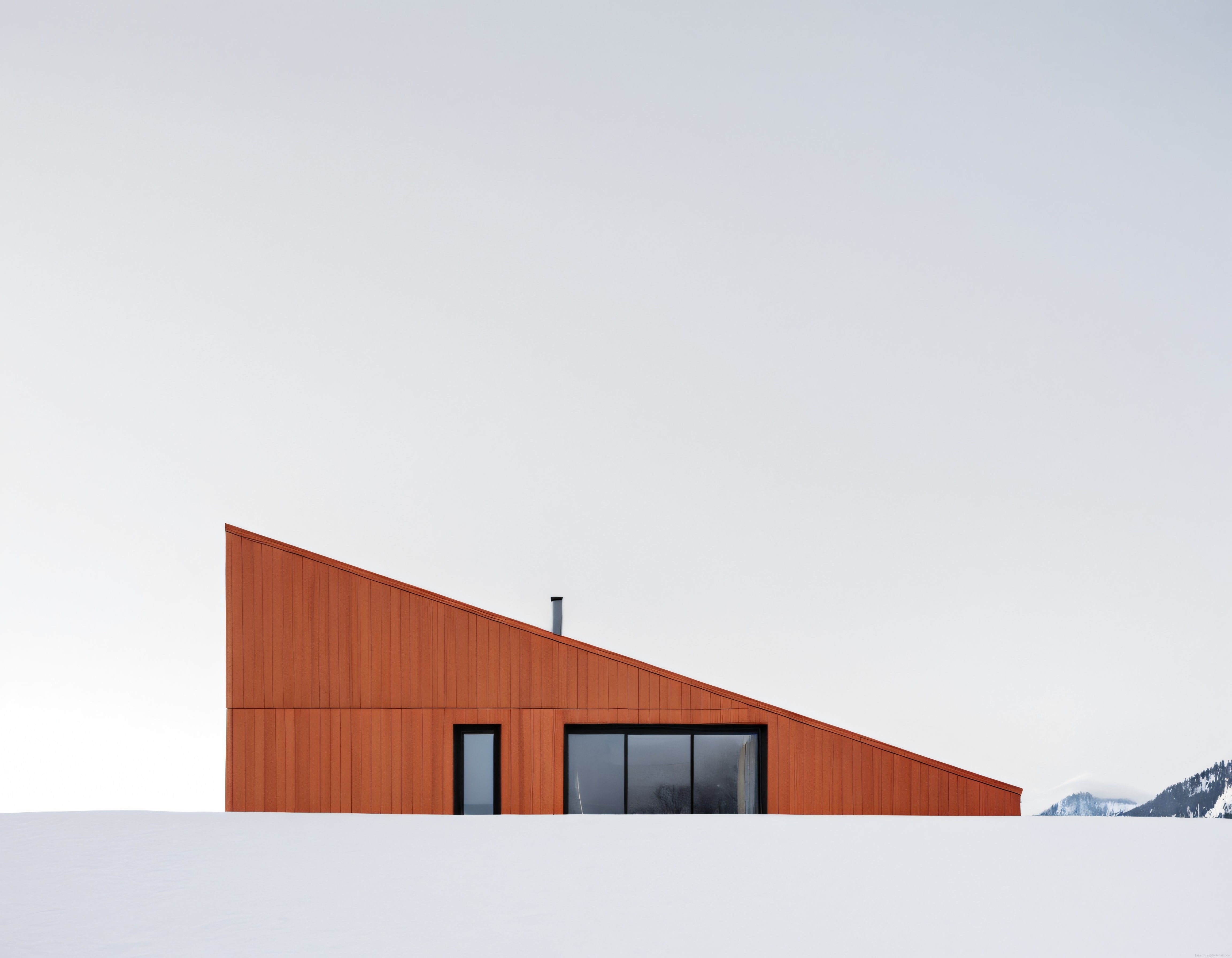Karlı Zirvelerin Eşsiz Manzarasına Sahip Modern Minimal Dağ Evi
