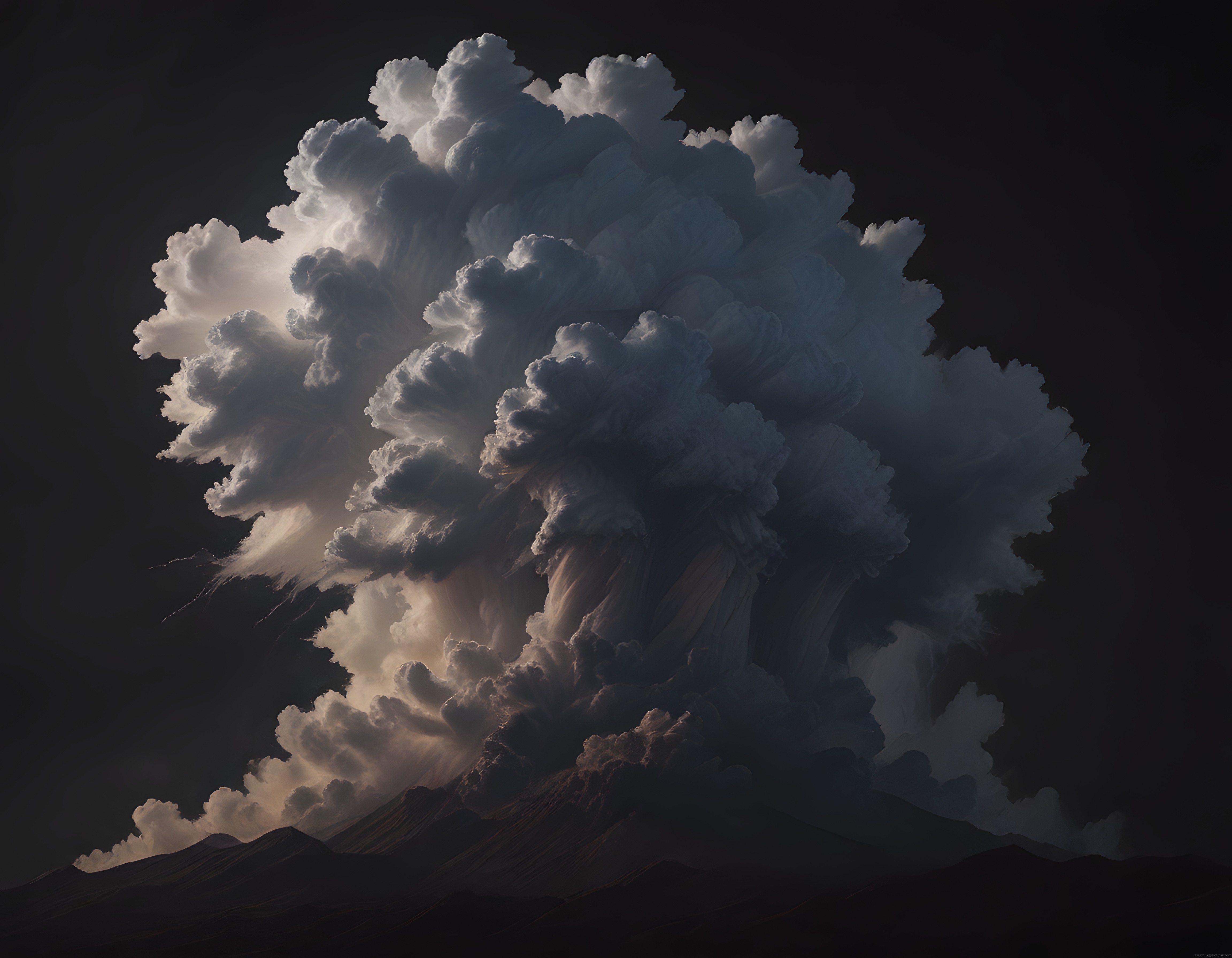 Karlı Zirvelerin Üzerinde Yükselen Dev Cumulonimbus Bulutları ve Dramatik Gökyüzü