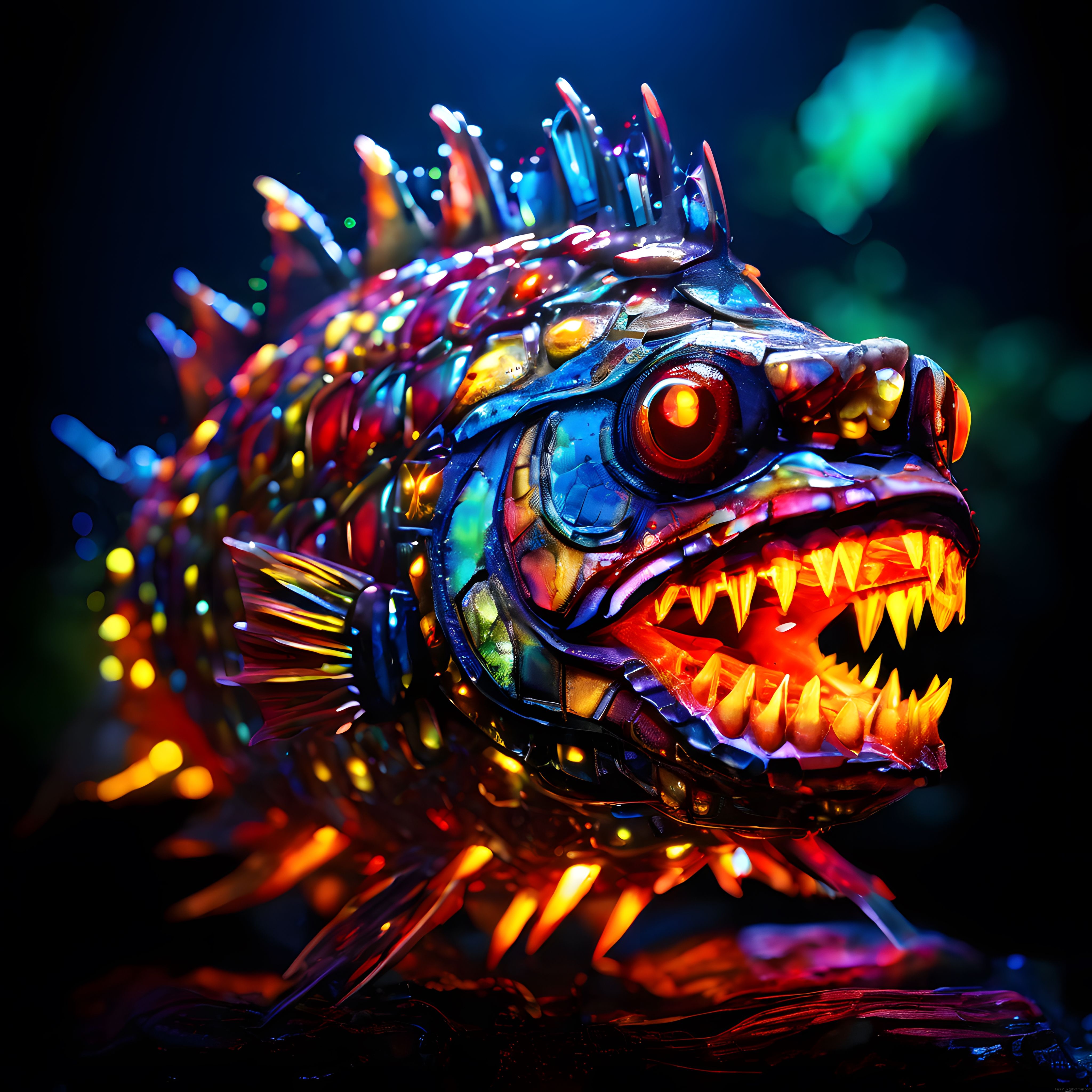 Karşı konulamaz güzellikte neon ışıklı fantastik ejderha dijital sanat çalışması