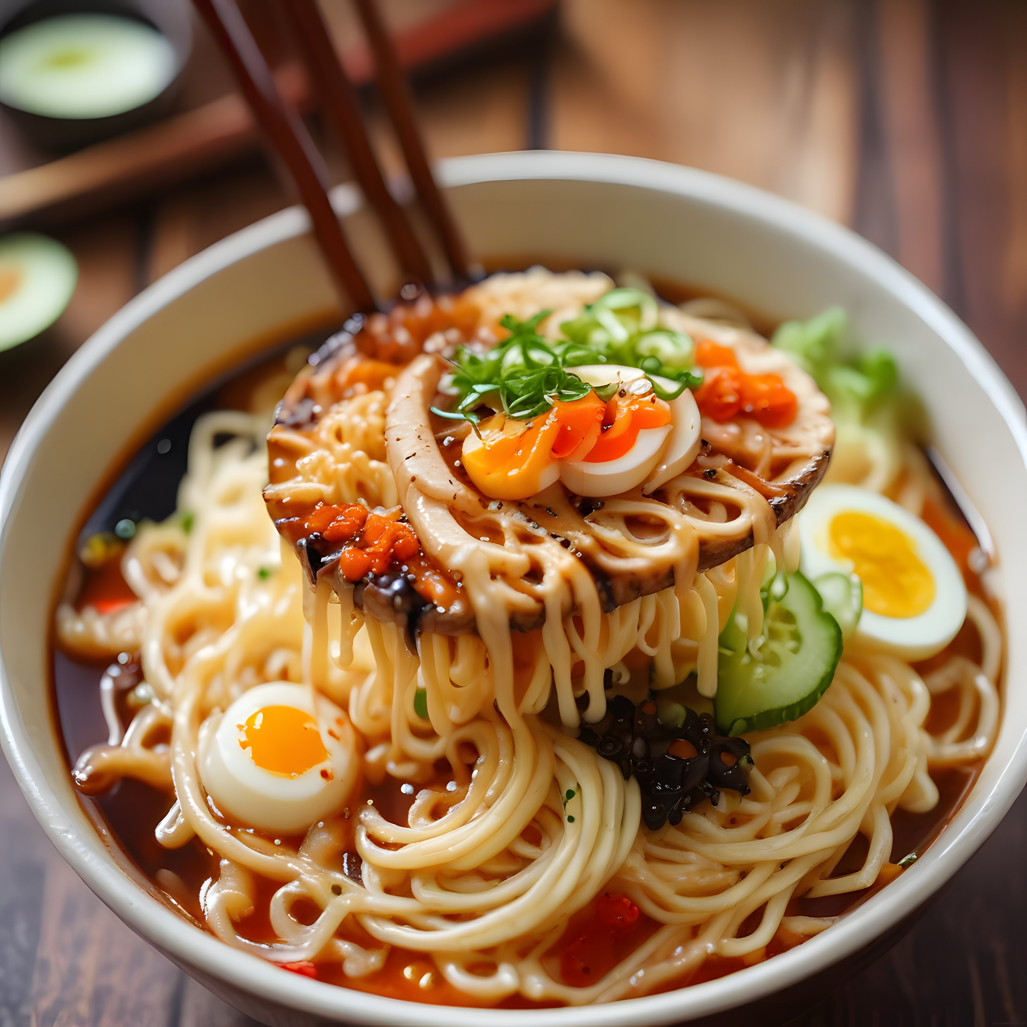 Kasede Baharatlı Ramen: Mantar, Yumurta ve Taze Yeşilliklerle Asya Lezzeti