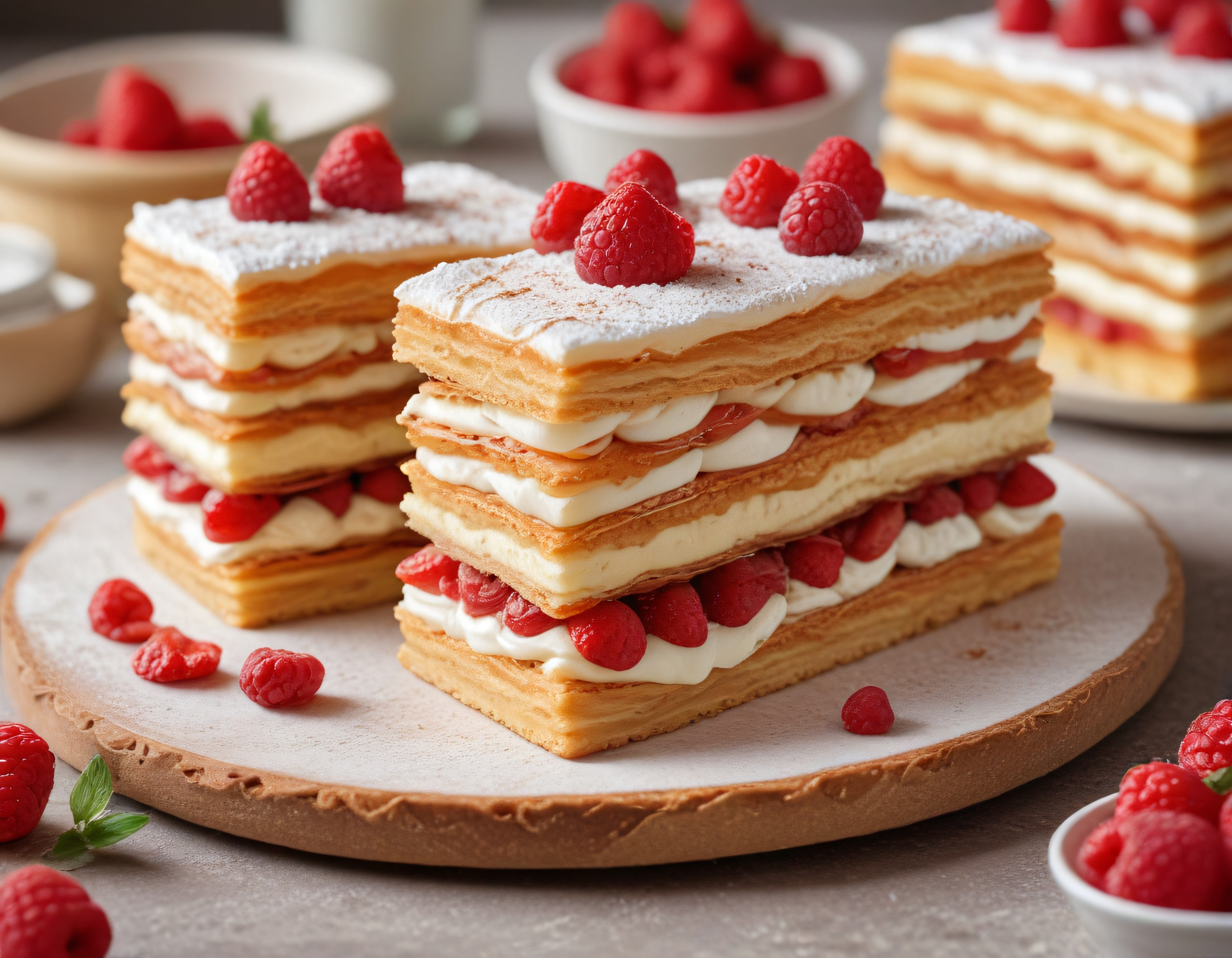 Kat Kat Milföy Hamurundan Ahududulu Krema Dolgulu Napoleon Pasta