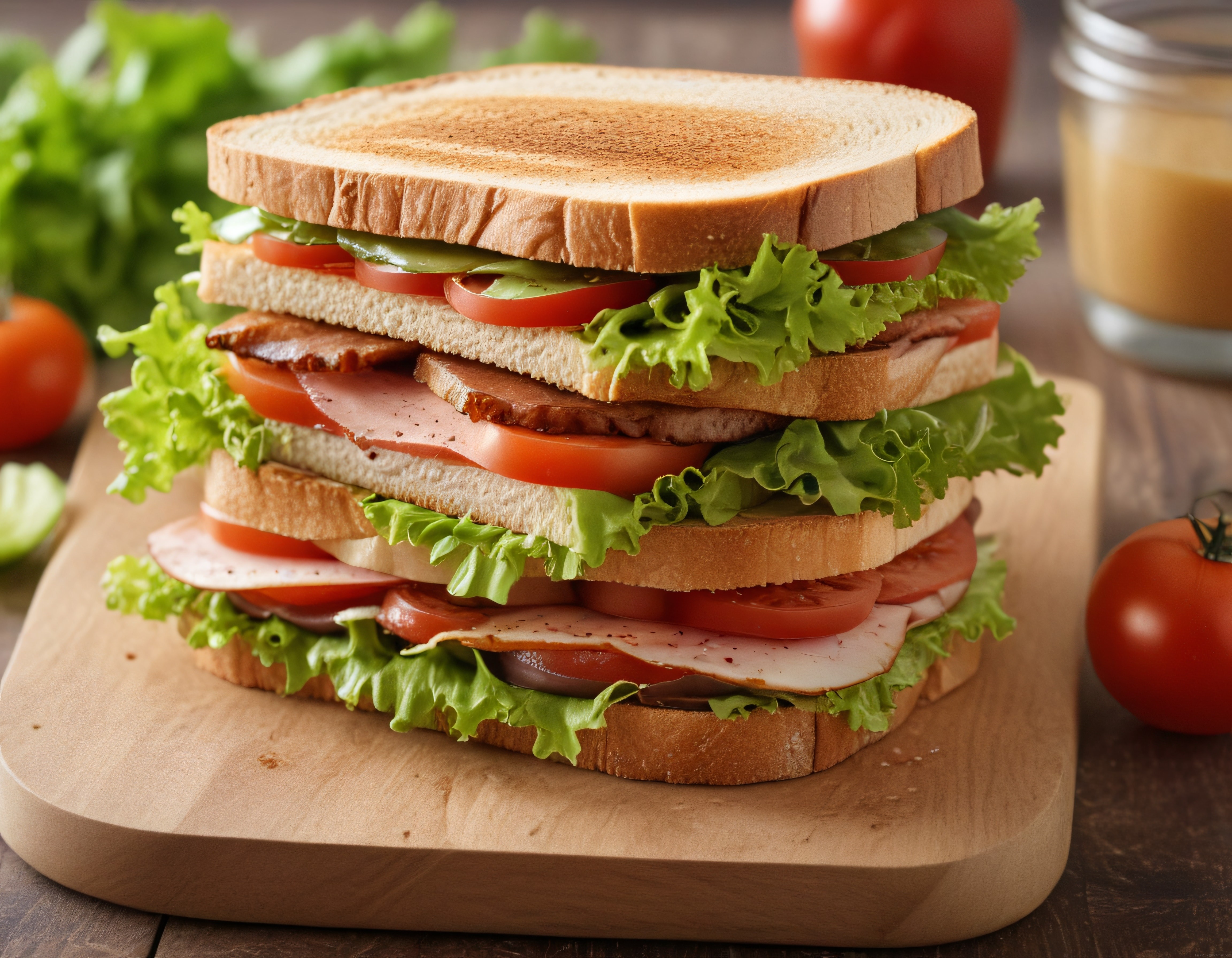 Kat Kat Tost Sandviç: Taze Sebzeler ve Kahvaltılık Jambonlu Nefis Sunum