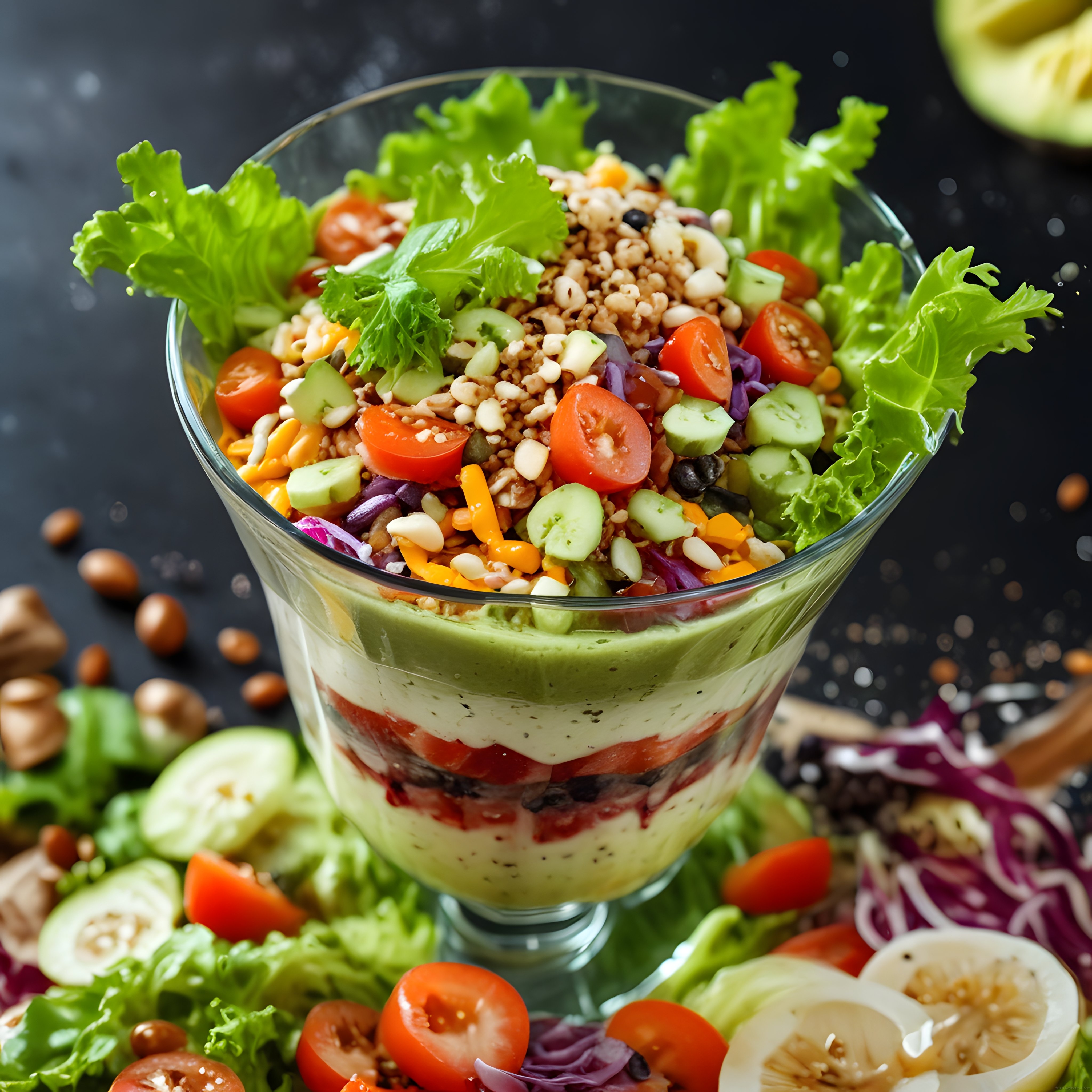 Katmanlı Cam Kasede Renkli Sebzeler ve Fındıklı Salata Tarifi