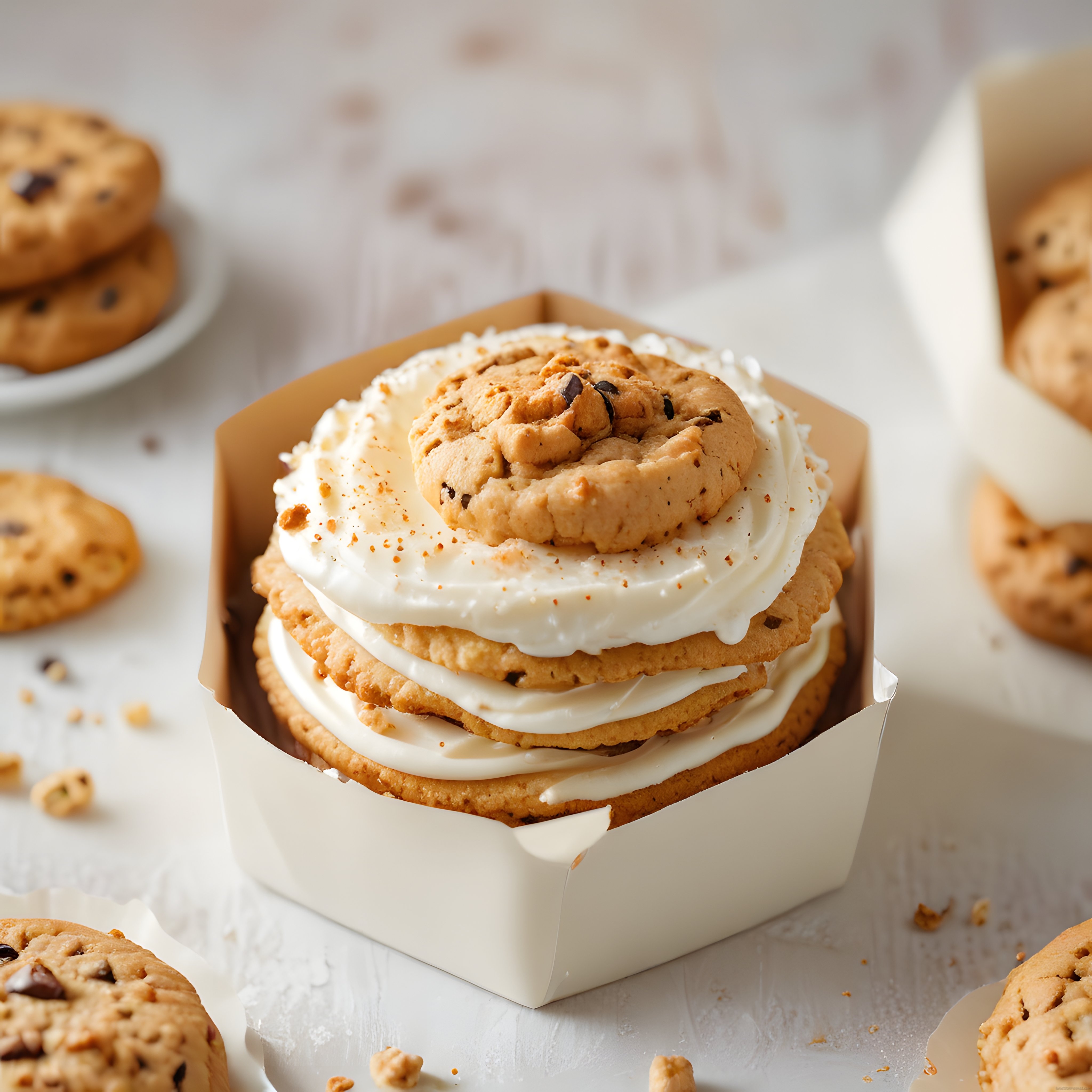 Katmanlı Cookie Pasta: Krema Dolgulu Çikolata Parçacıklı Kurabiye Kulesi