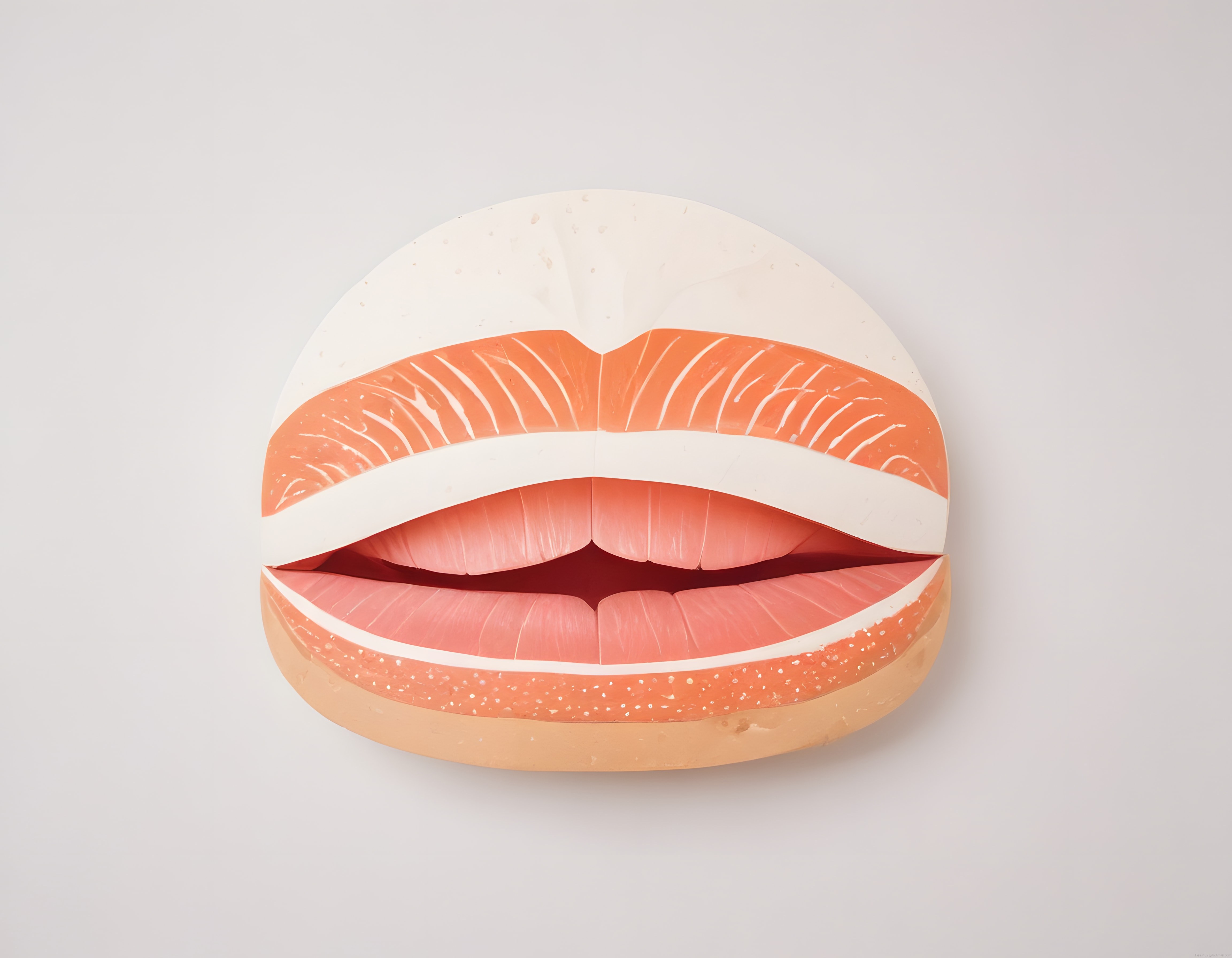 Katmanlı Pembe Somon Tonlarında Minimalist Soyut Seramik Sanat Eseri