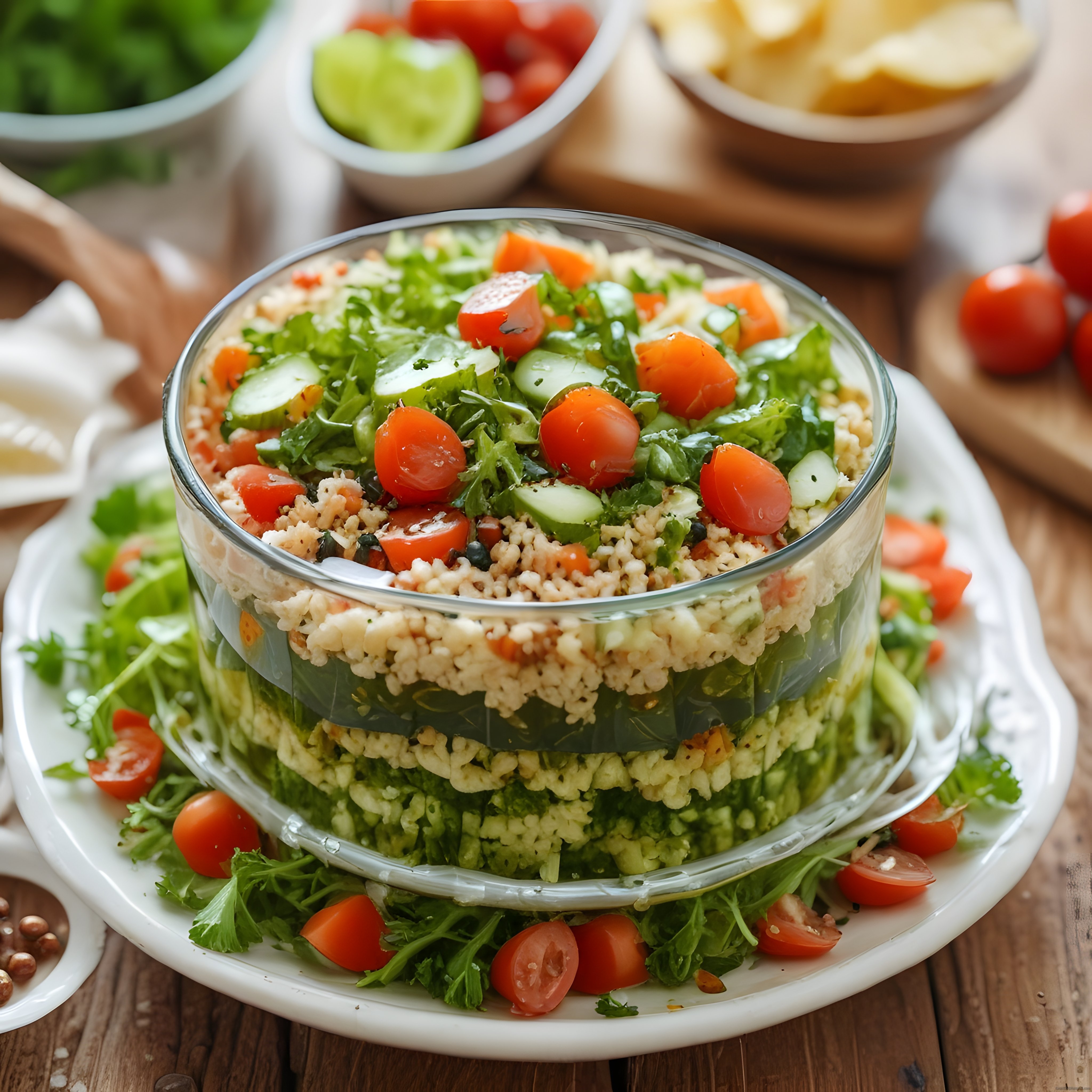 Katmanlı Peynirli ve Taze Sebzeli Sağlıklı Salata Tarifi Sunumu