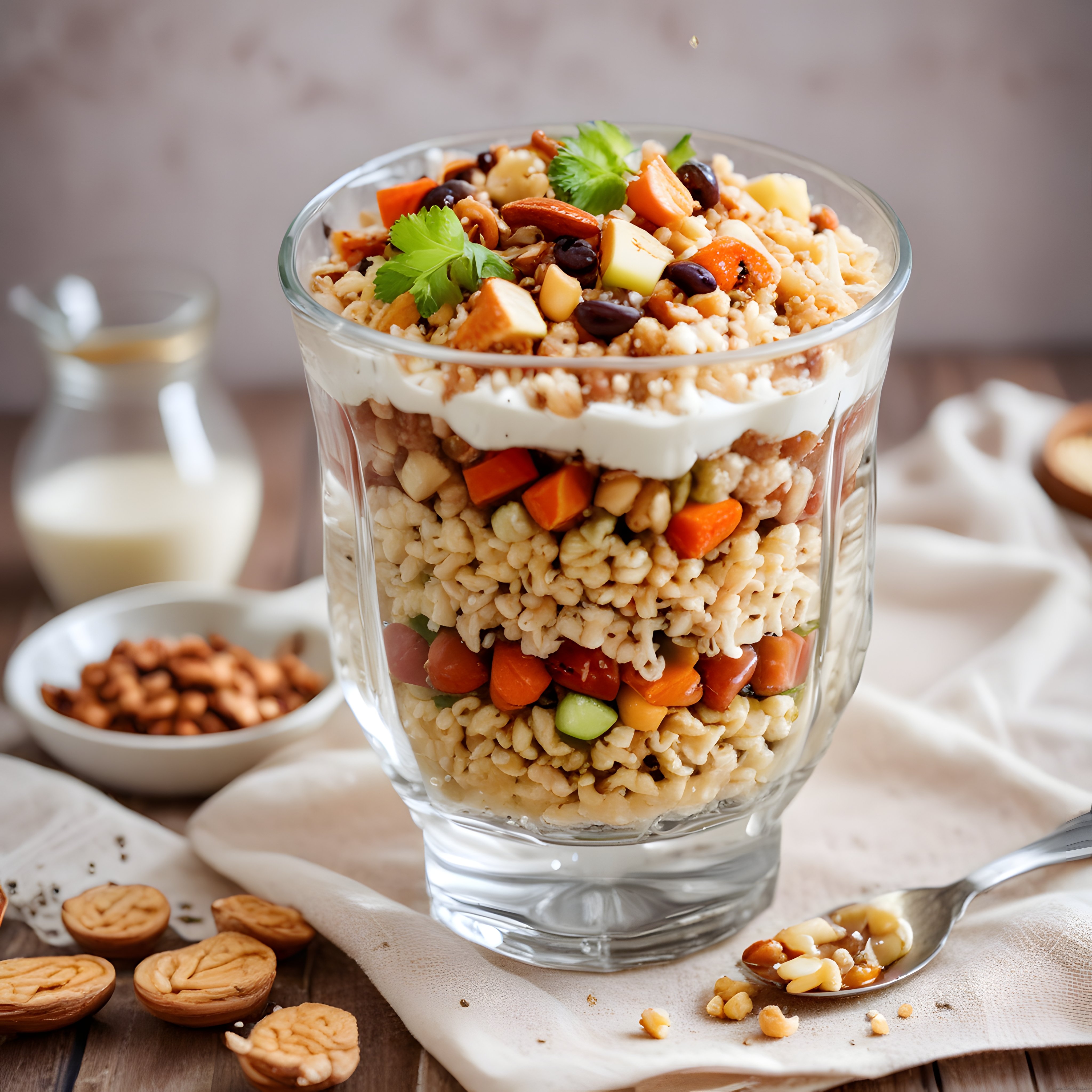 Katmanlı Pirinç Salatası: Cevizli ve Sebzeli Sağlıklı Bardak Tarifi