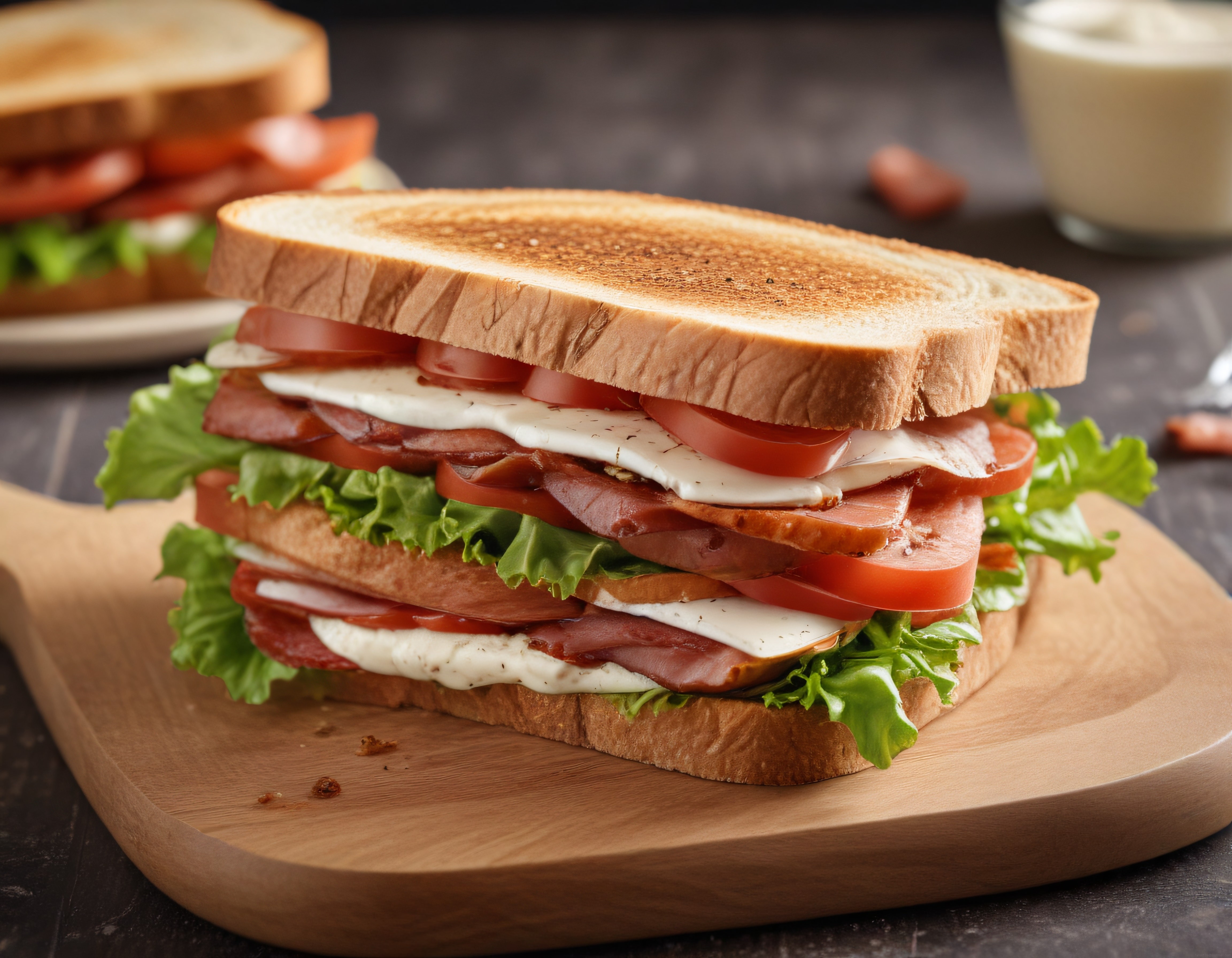 Katmanlı Tost Sandviç: Mozzarella, Salam ve Domatesli Kahvaltılık Lezzet