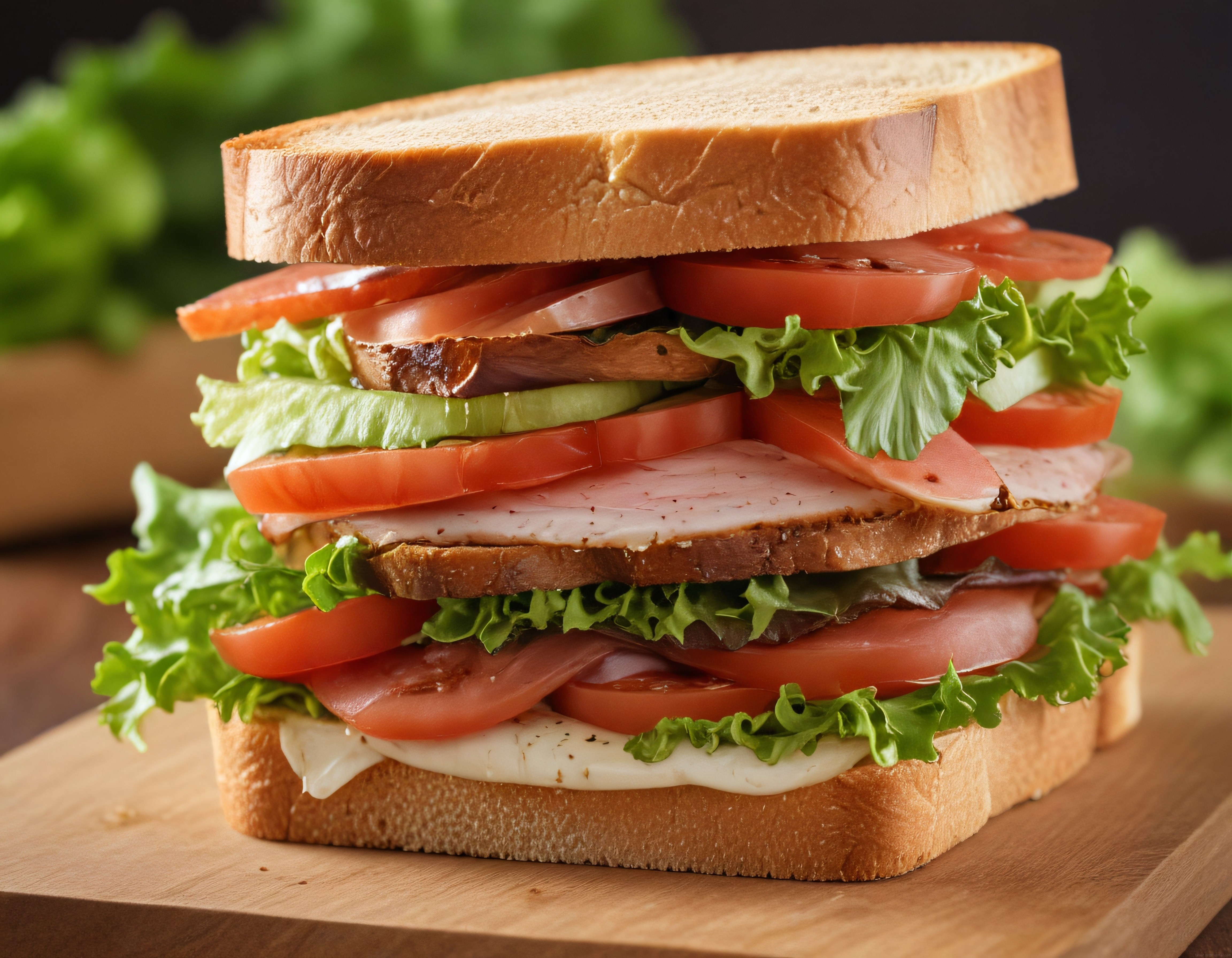 Katmanlı Tost Sandviç: Taze Domates ve Jambon ile Renkli Kahvaltılık