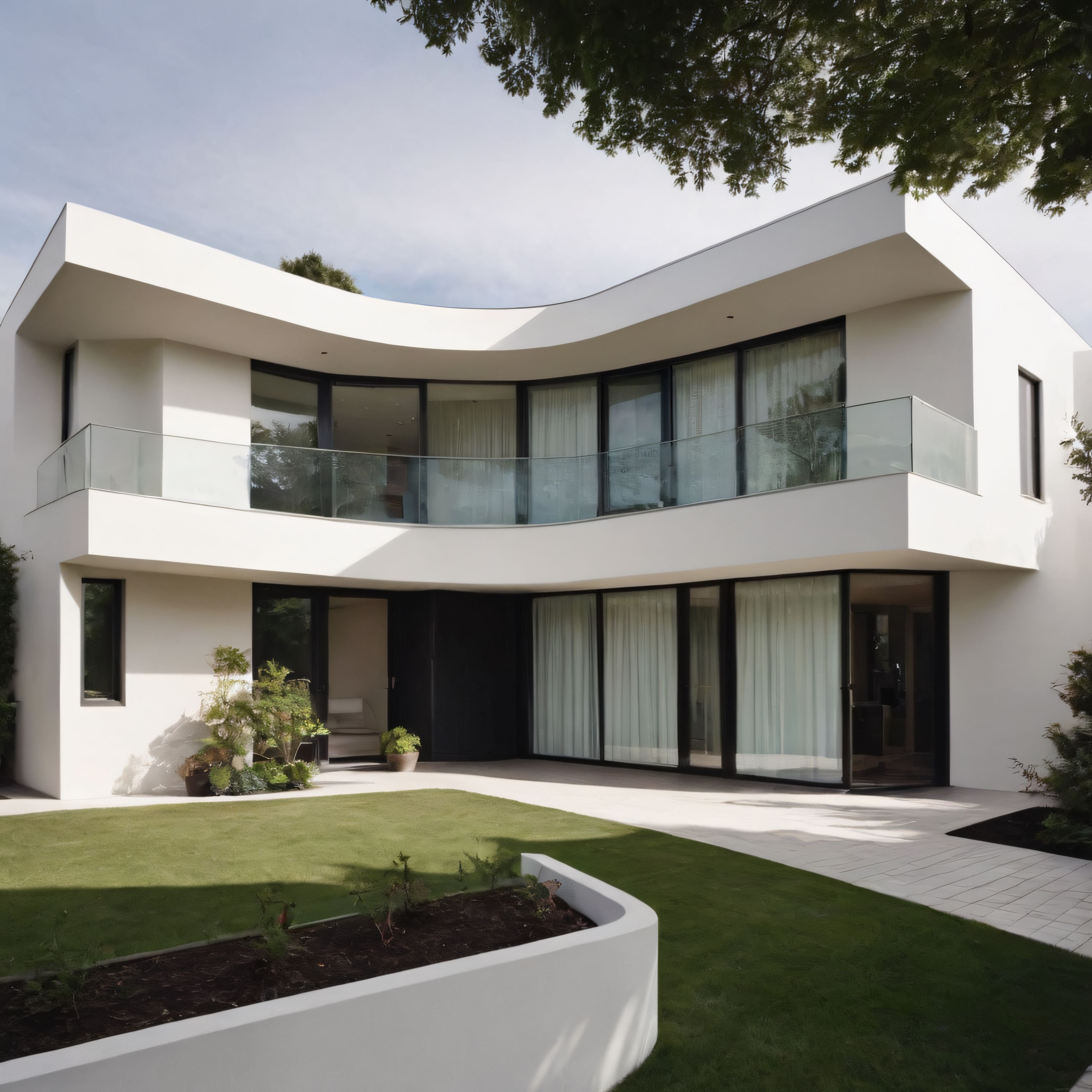 Kavisli Hatlarla Tasarlanmış Lüks Modern Villa ve Peyzajlı Bahçesi