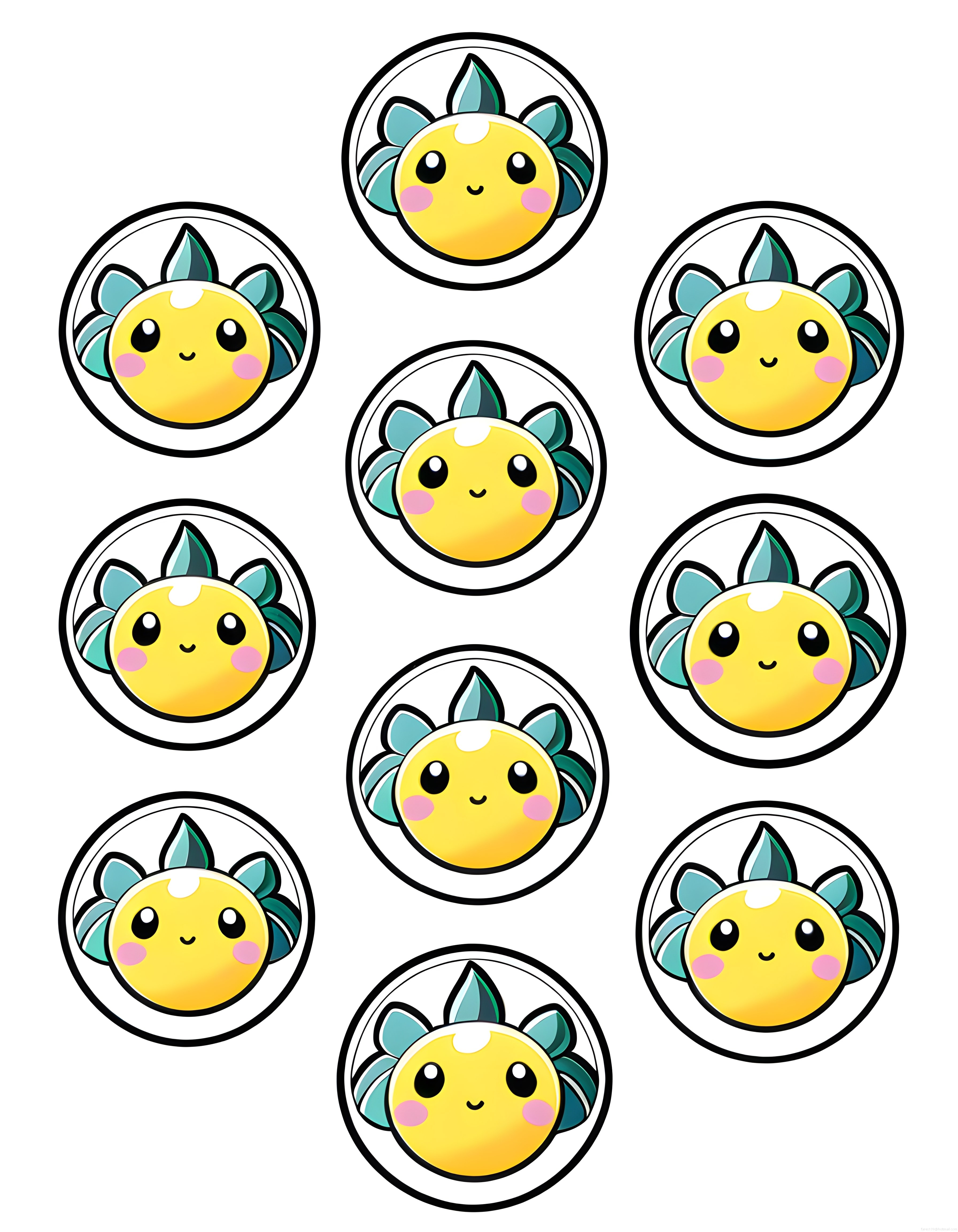 Kawaii Ananas Maskotları: Sevimli Çizgi Film Karakteri Sticker ve Dijital Çizim Seti