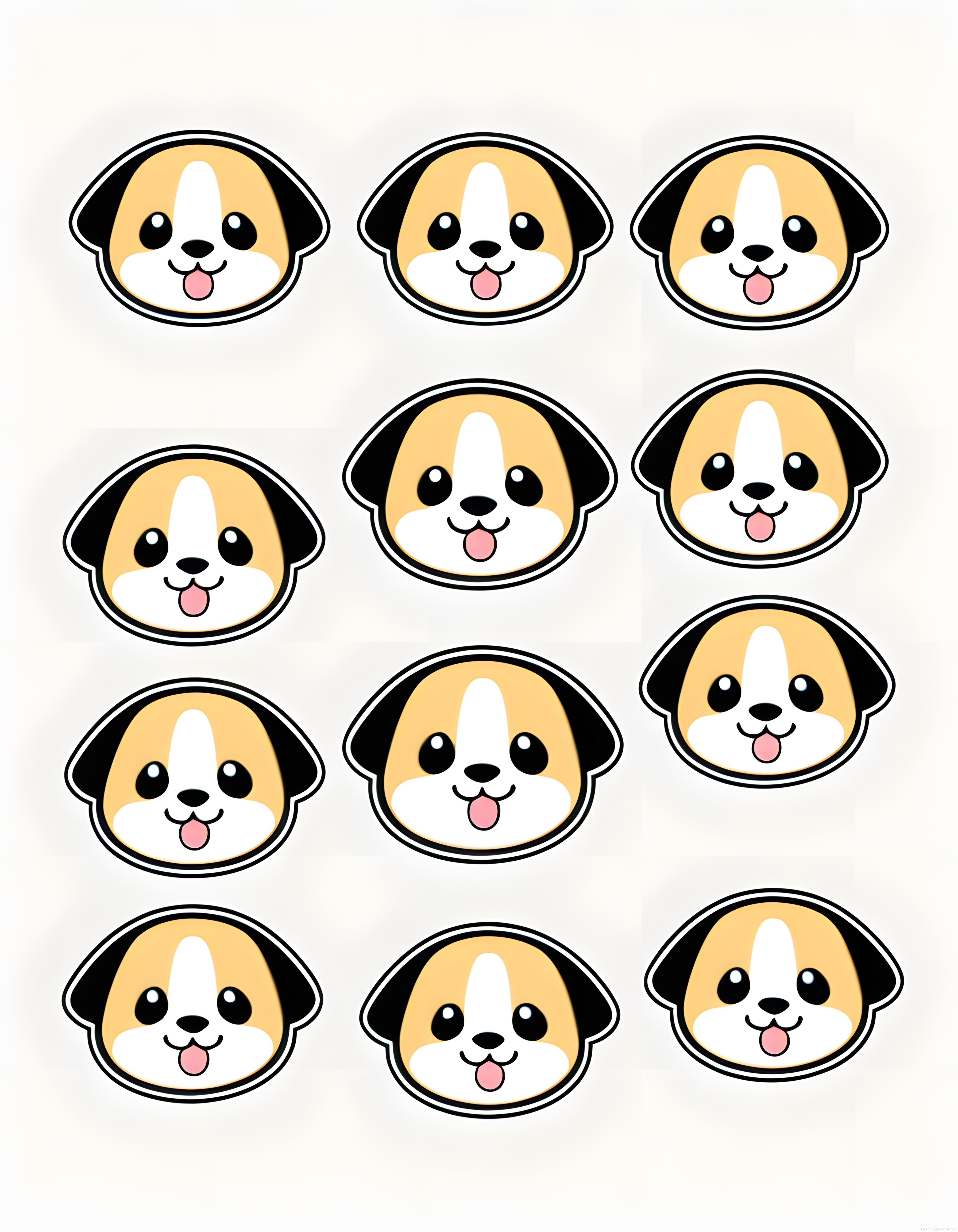 Kawaii Köpek Yüzü Sticker Seti: Sevimli Beagle Çıkartma Koleksiyonu