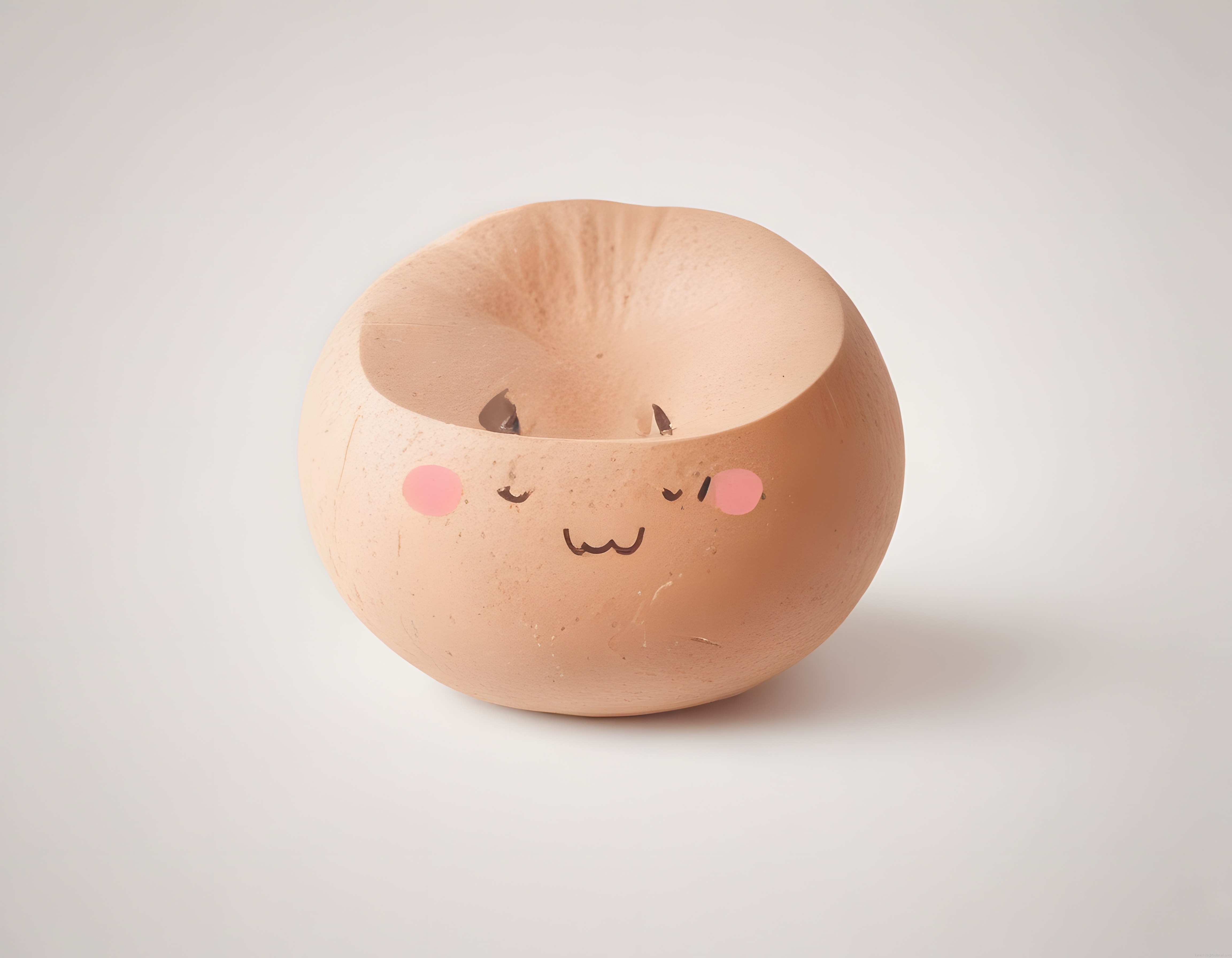 Kawaii Stilinde Gülümseyen Yüzlü Yuvarlak Dekoratif Seramik Obje