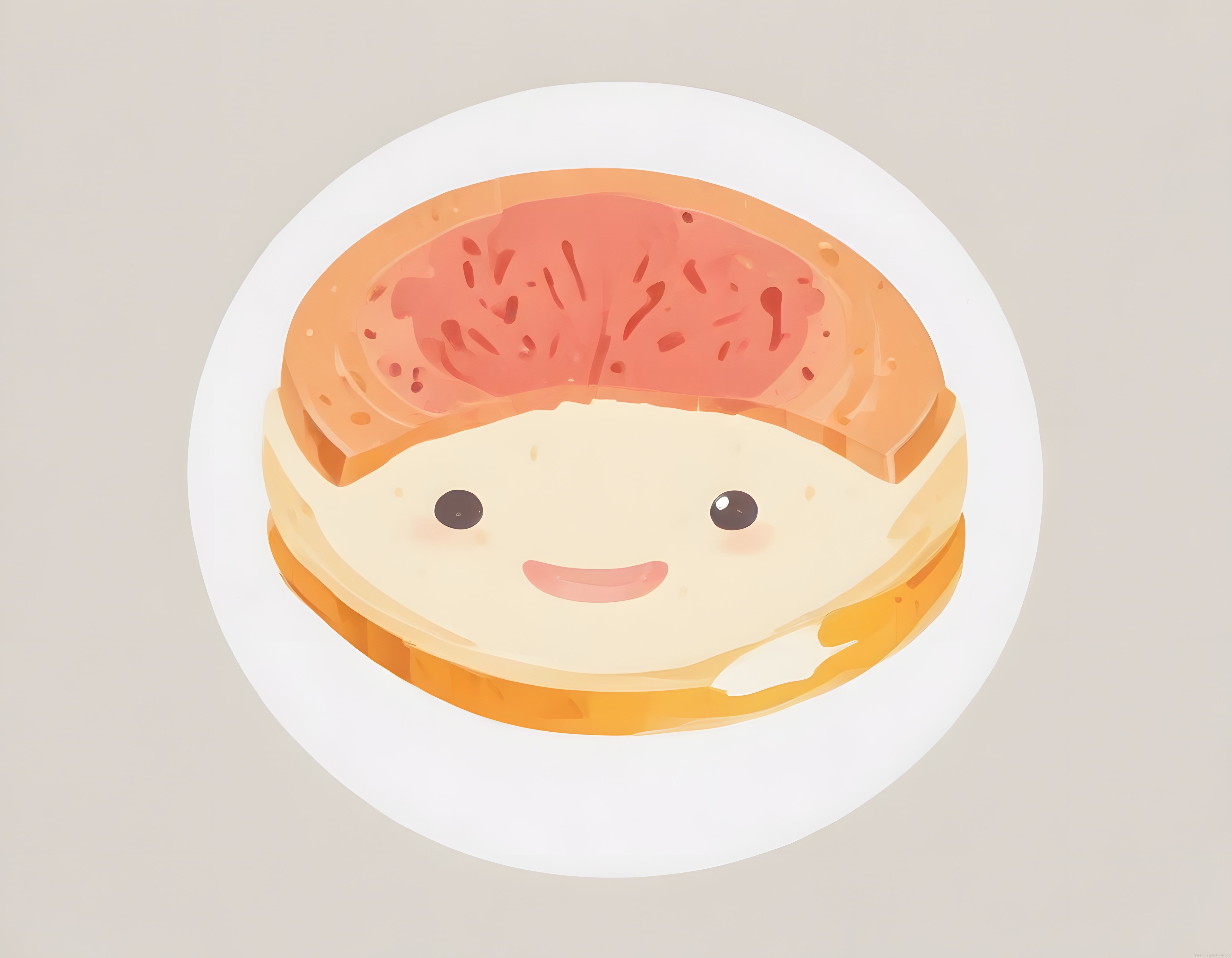 Kawaii tarzında gülümseyen ve bal damlayan ekmek karakteri illüstrasyonu