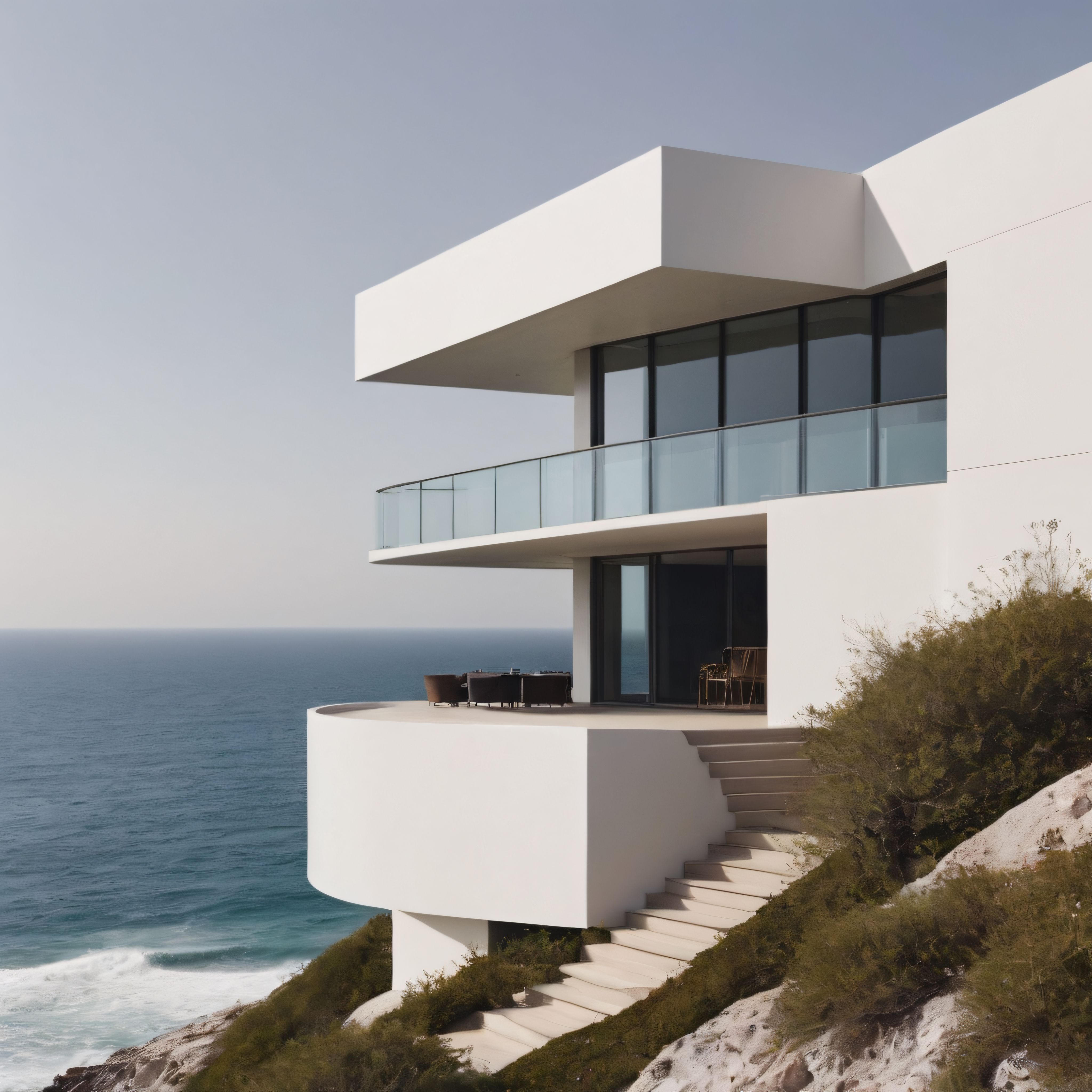 Kayalık Kıyıda Cam ve Betonun Dansı: Modern Minimalist Villa Tasarımı