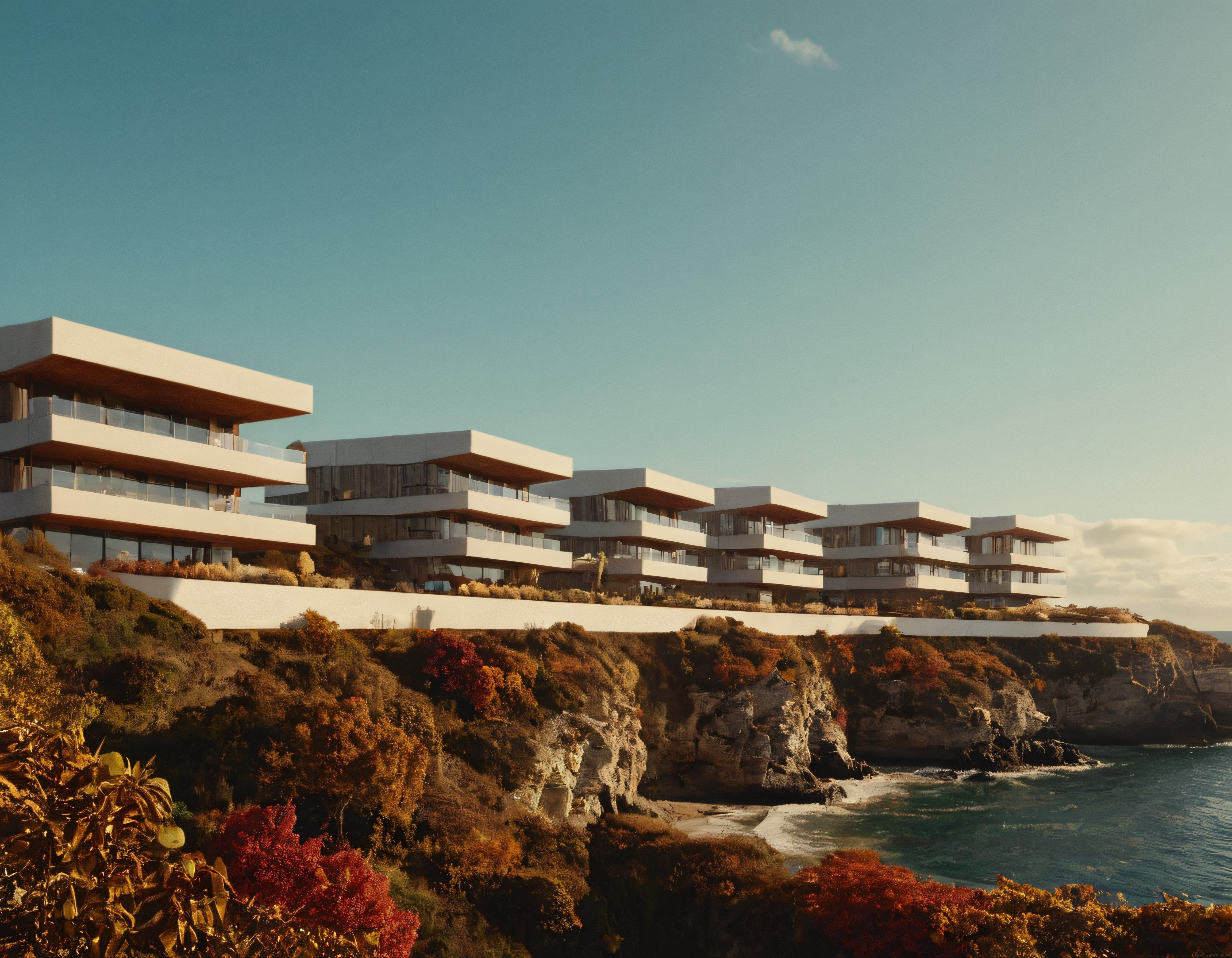 Kayalık Sahilde Modern Lüks Otel Kompleksi ve Eşsiz Deniz Manzarası